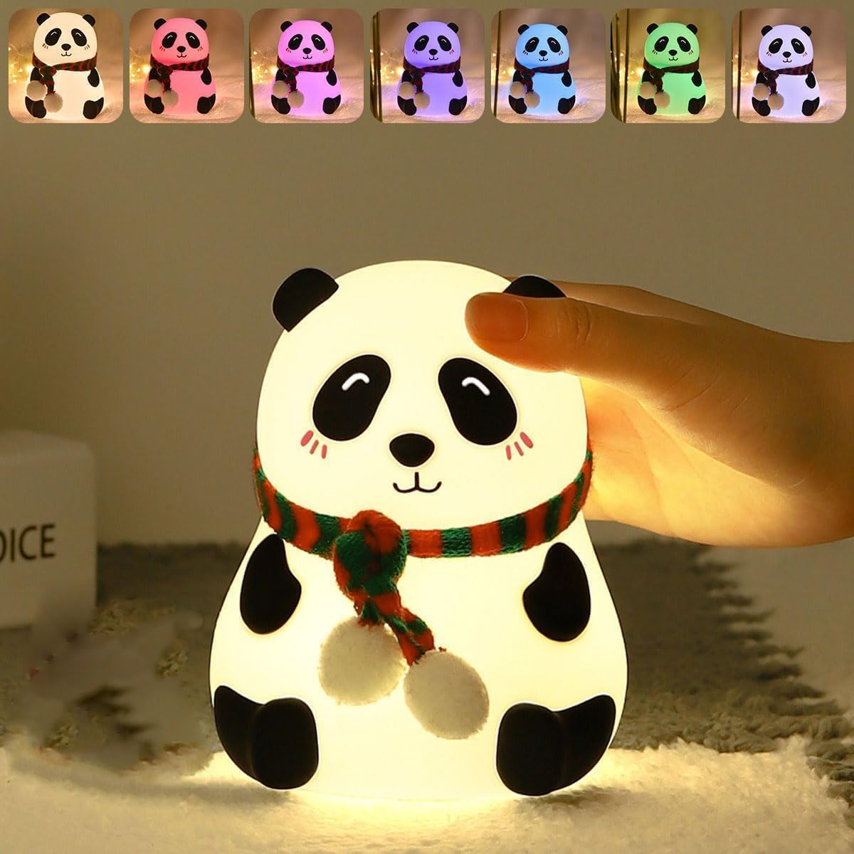 QK0014 Heavy Quality Rechargeable Silicone Panda Night Light for Kids | 7-Color LED Changing Lamp