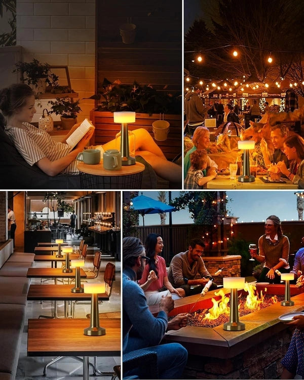 QK0016 Dumbbell Shape Rechargeable Rose Gold Metal LED Table Lamp with Touch Sensor