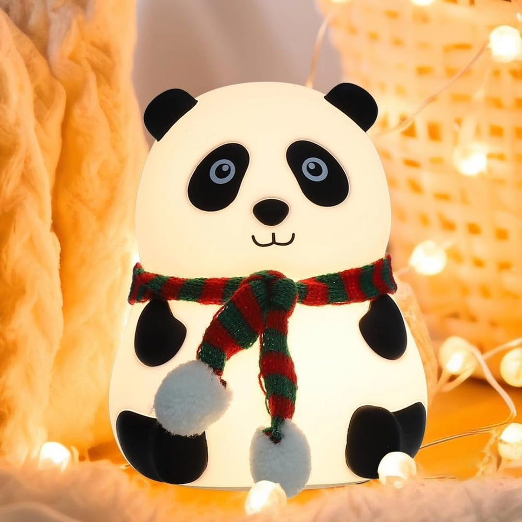 QK0014 Heavy Quality Rechargeable Silicone Panda Night Light for Kids | 7-Color LED Changing Lamp