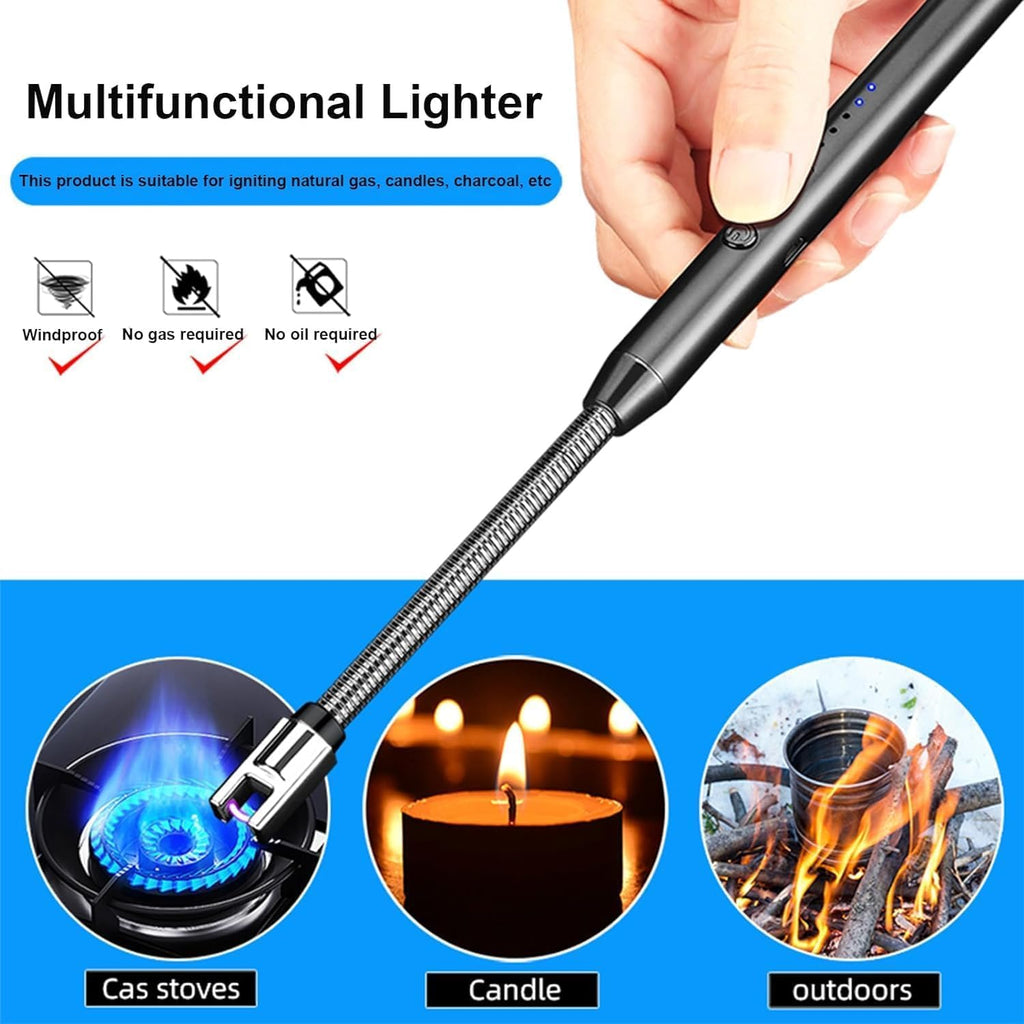 QK002 ARC BBQ Electric Candle Lighter - Rechargeable, Windproof, USB, 360° Flexible Neck Arc Lighter (Multicolor)