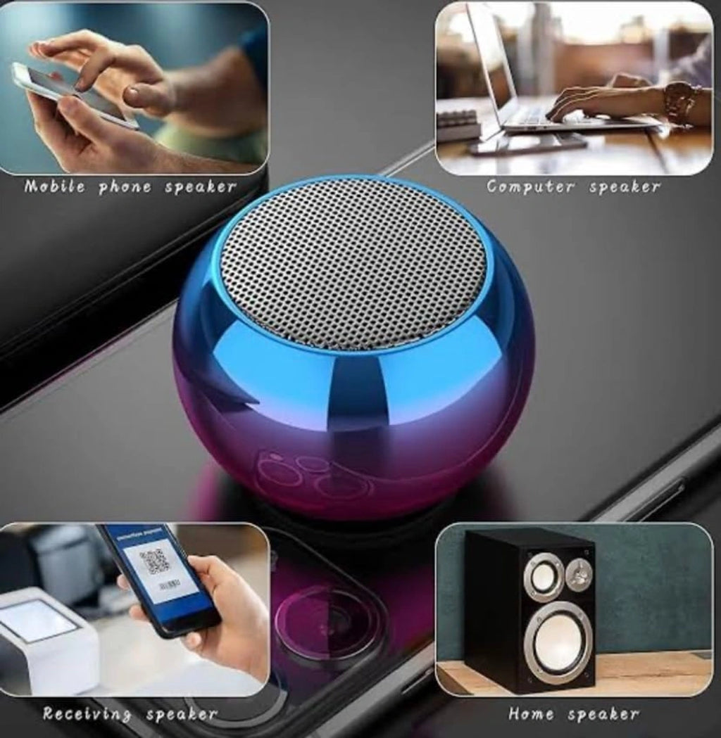 QK0012  Mini Boost 4 Bluetooth Speaker 4D Mini Electroplating Round Steel Speaker - Multicolor - Pack of 1