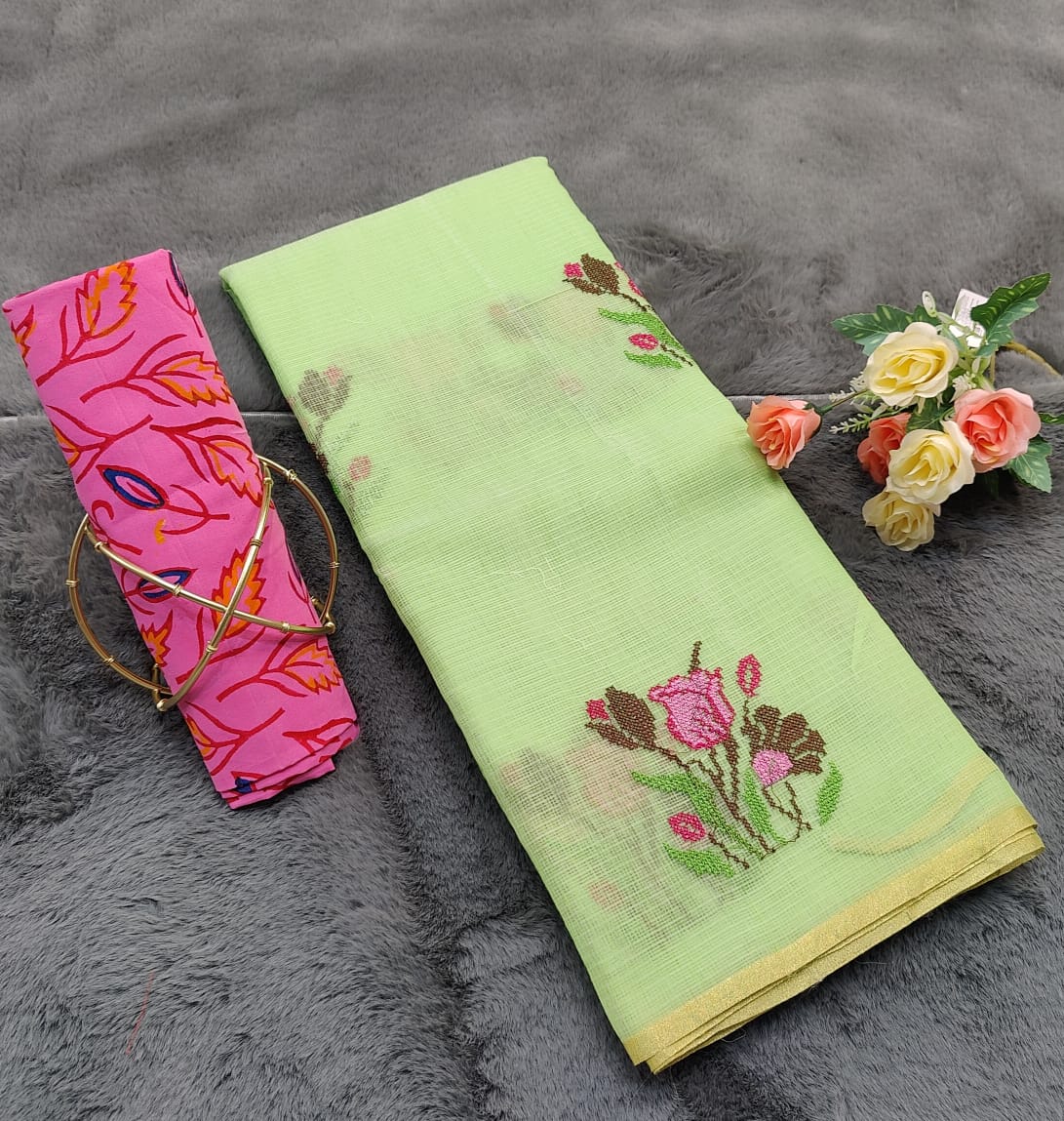 SC0011 KOTA DORIA EMBROIDERY SAREE