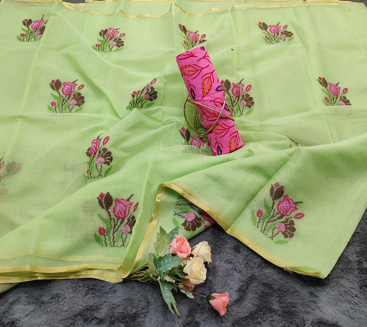 SC0011 KOTA DORIA EMBROIDERY SAREE