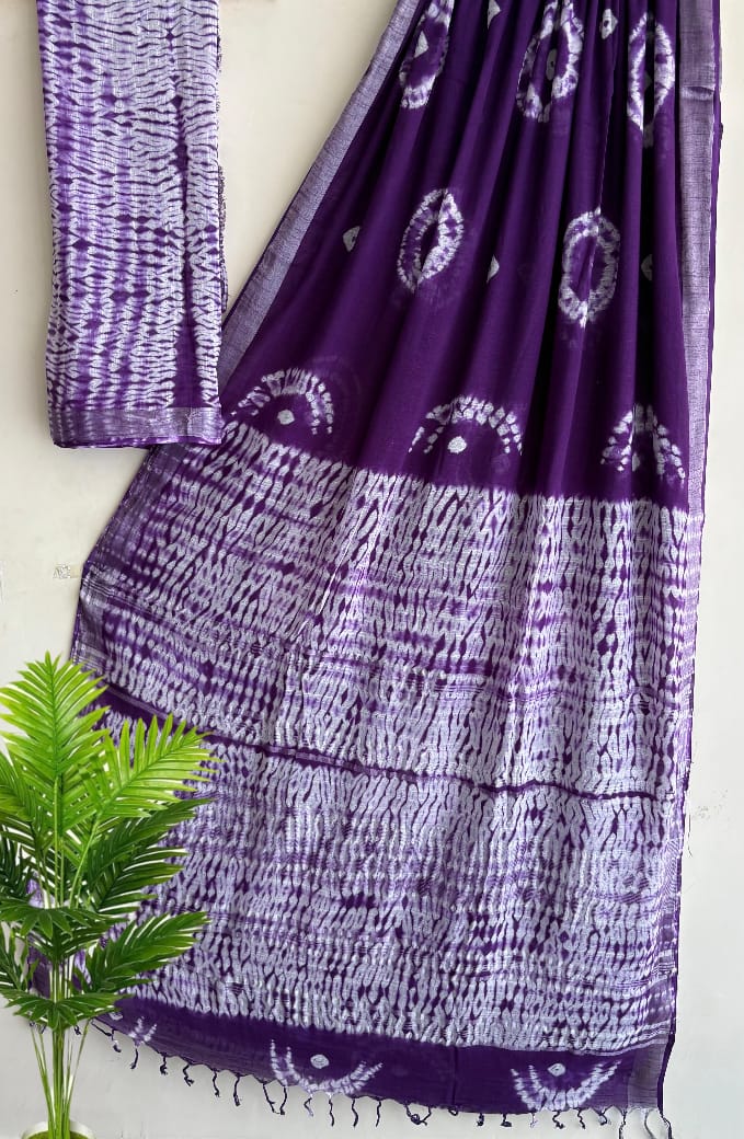 SGT002 New Kalamkari Print linen Saree