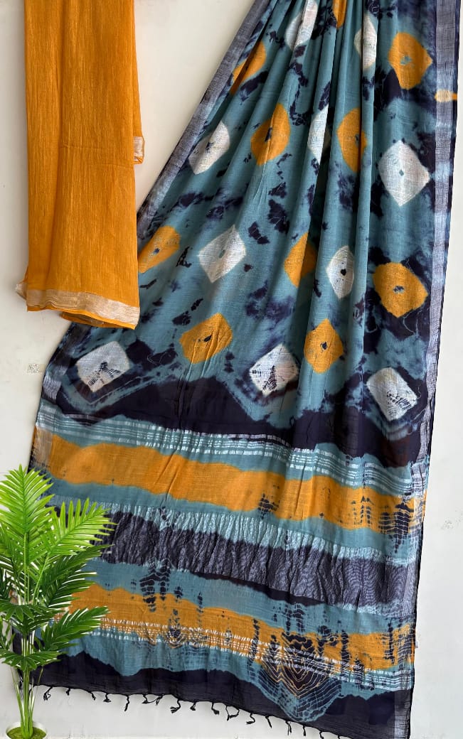SGT002 New Kalamkari Print linen Saree