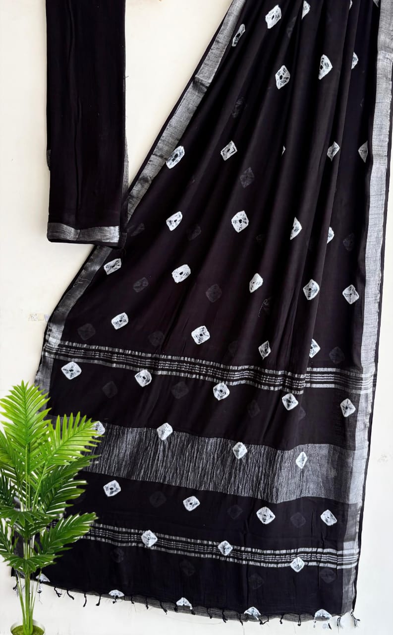 SGT002 New Kalamkari Print linen Saree