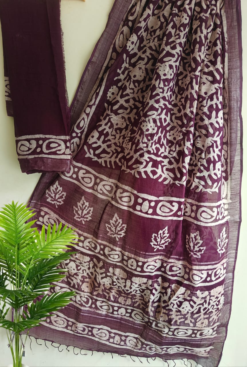 SGT002 New Kalamkari Print linen Saree