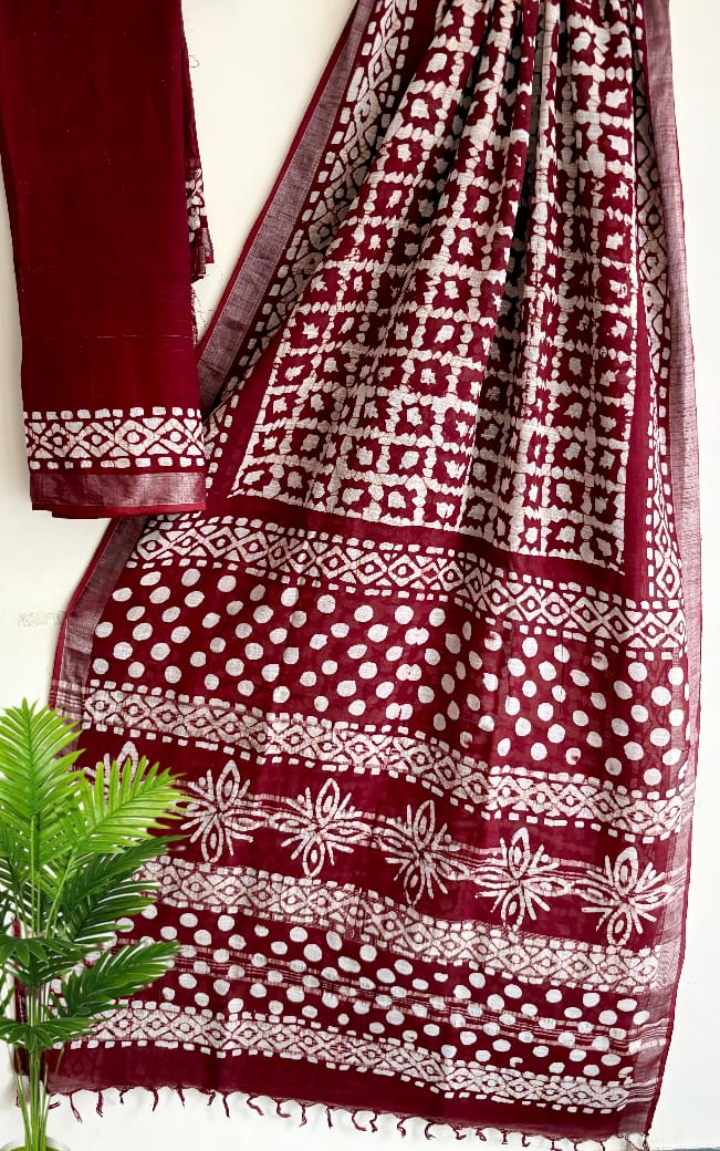 SGT002 New Kalamkari Print linen Saree