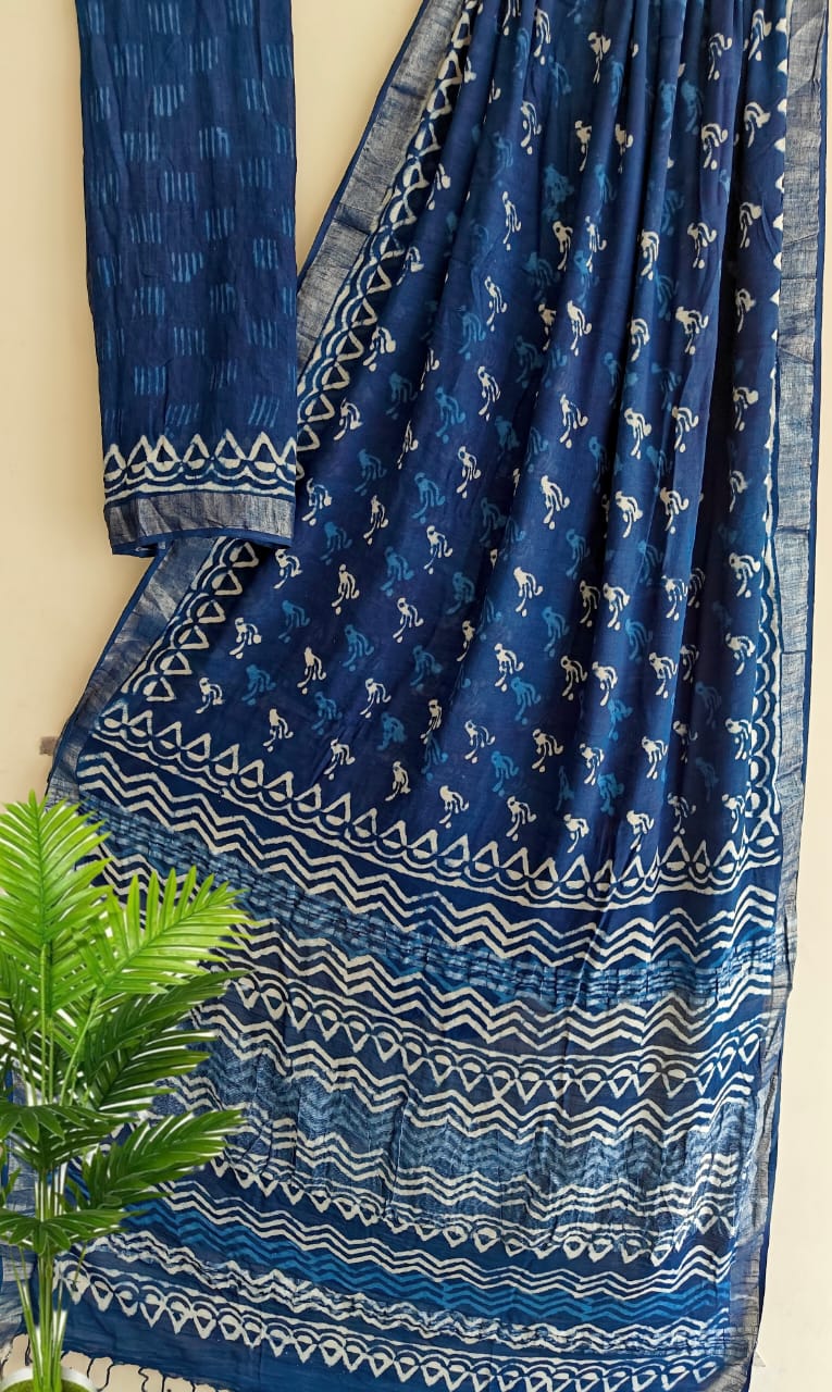 SGT002  New Kalamkari Print linen Saree