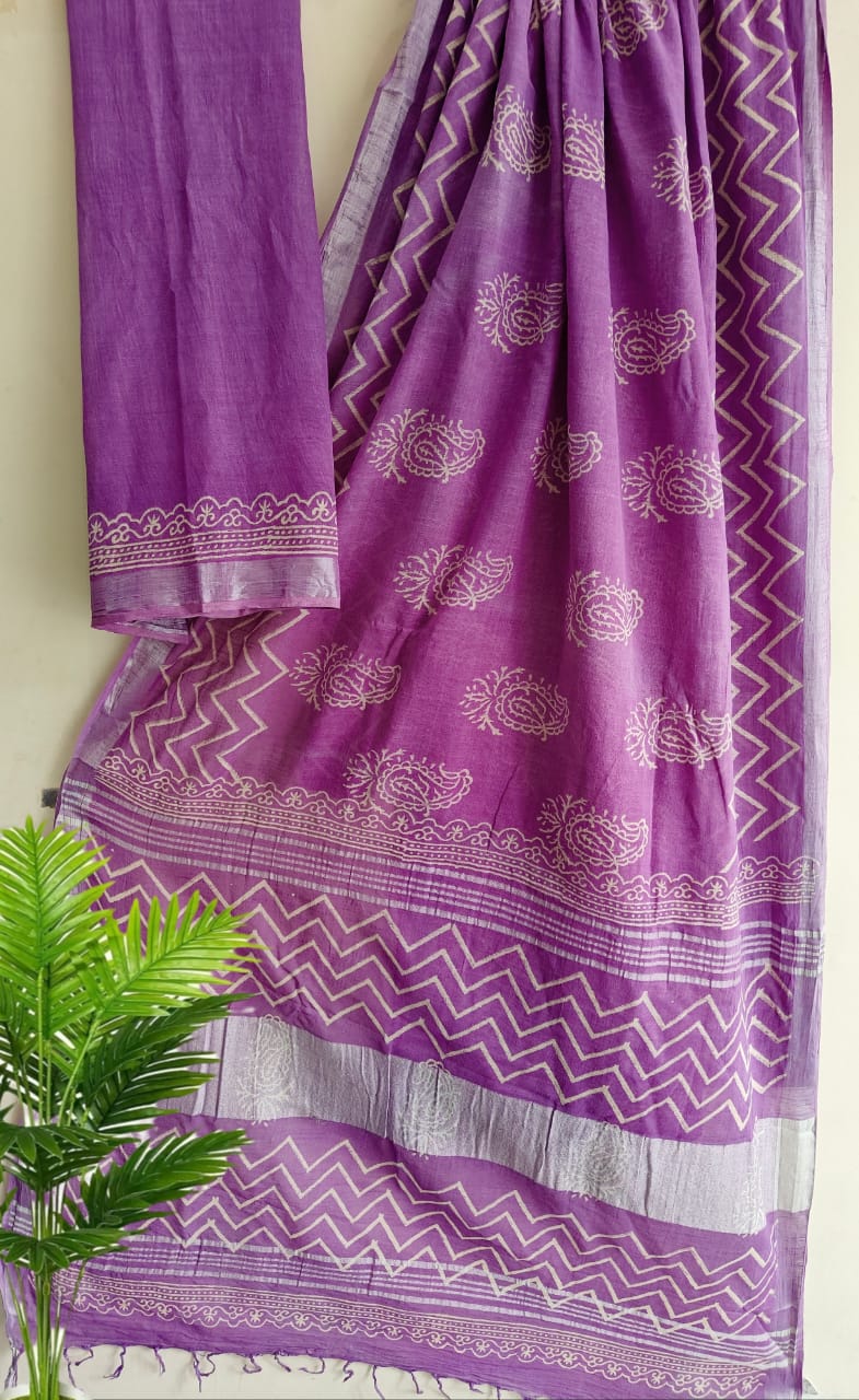SGT002  New Kalamkari Print linen Saree