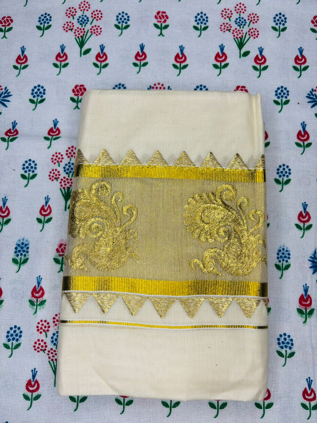 MAT003  Jacquard Set Mundu made from premium quality cotton material