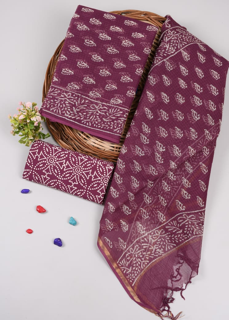 SGT007  Pure Kota Doria Suit with Dupatta