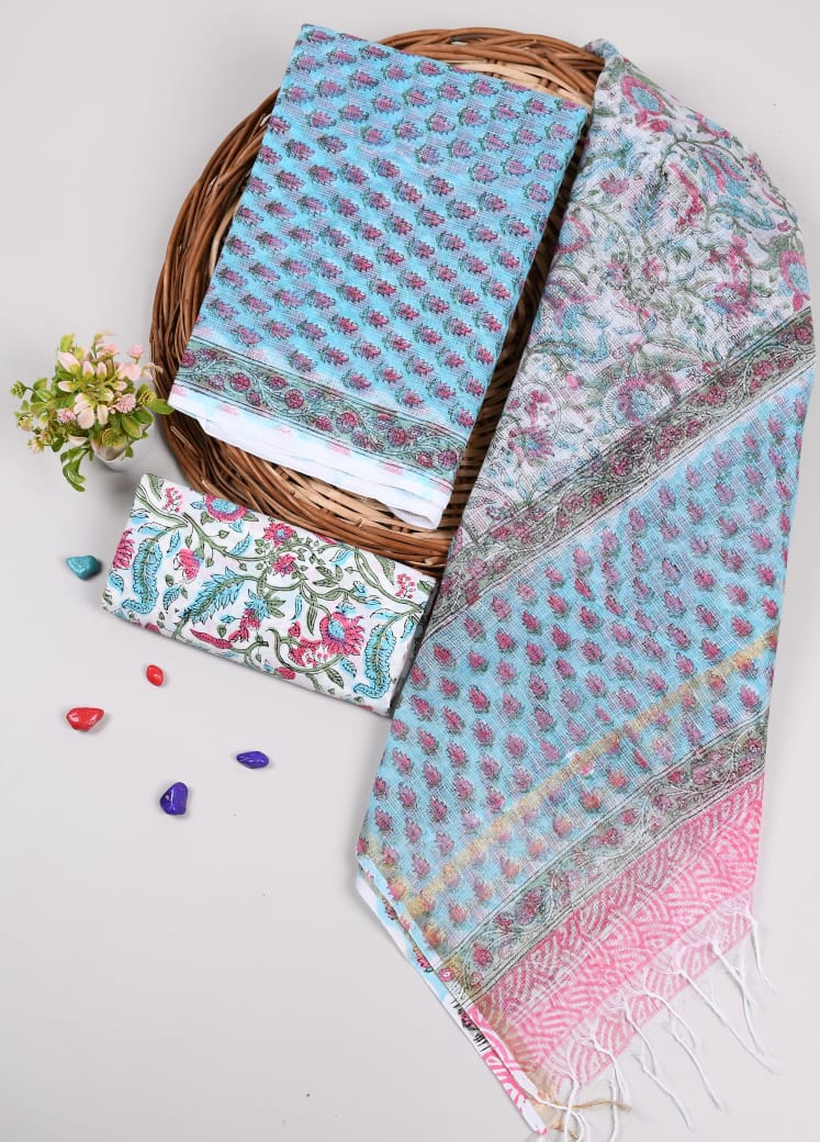 SGT007  Pure Kota Doria Suit with Dupatta