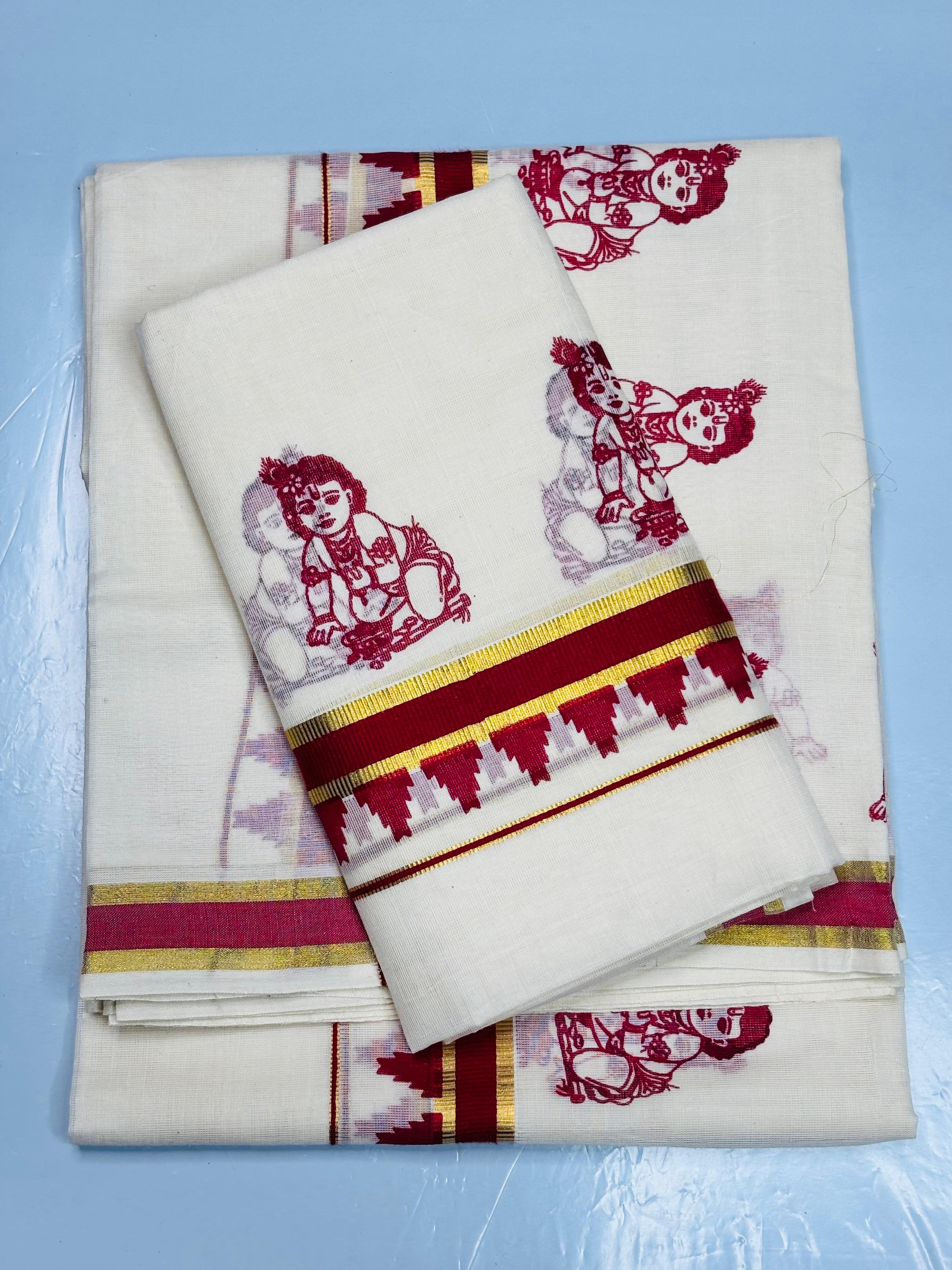 MAT008 Special Cotton Set Mundu Printed Designs