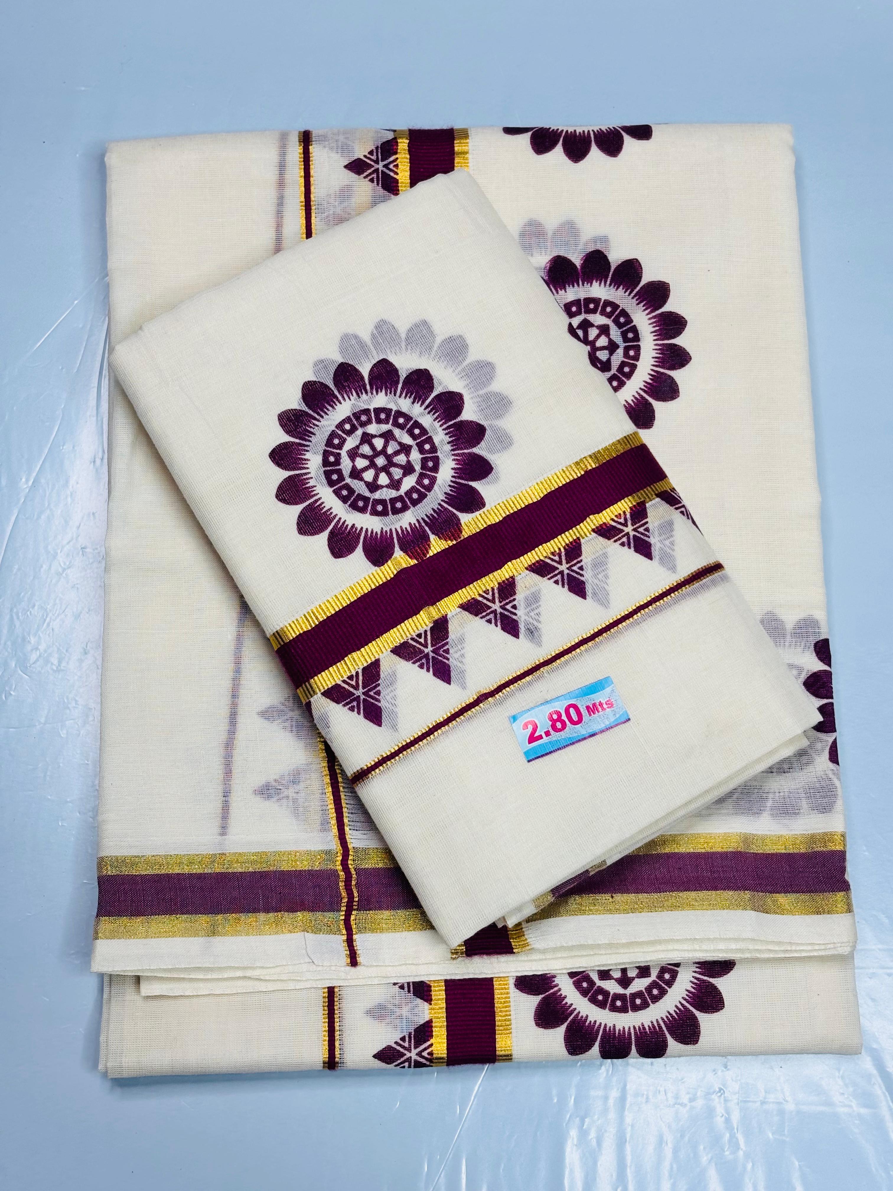 MAT008 Special Cotton Set Mundu Printed Designs