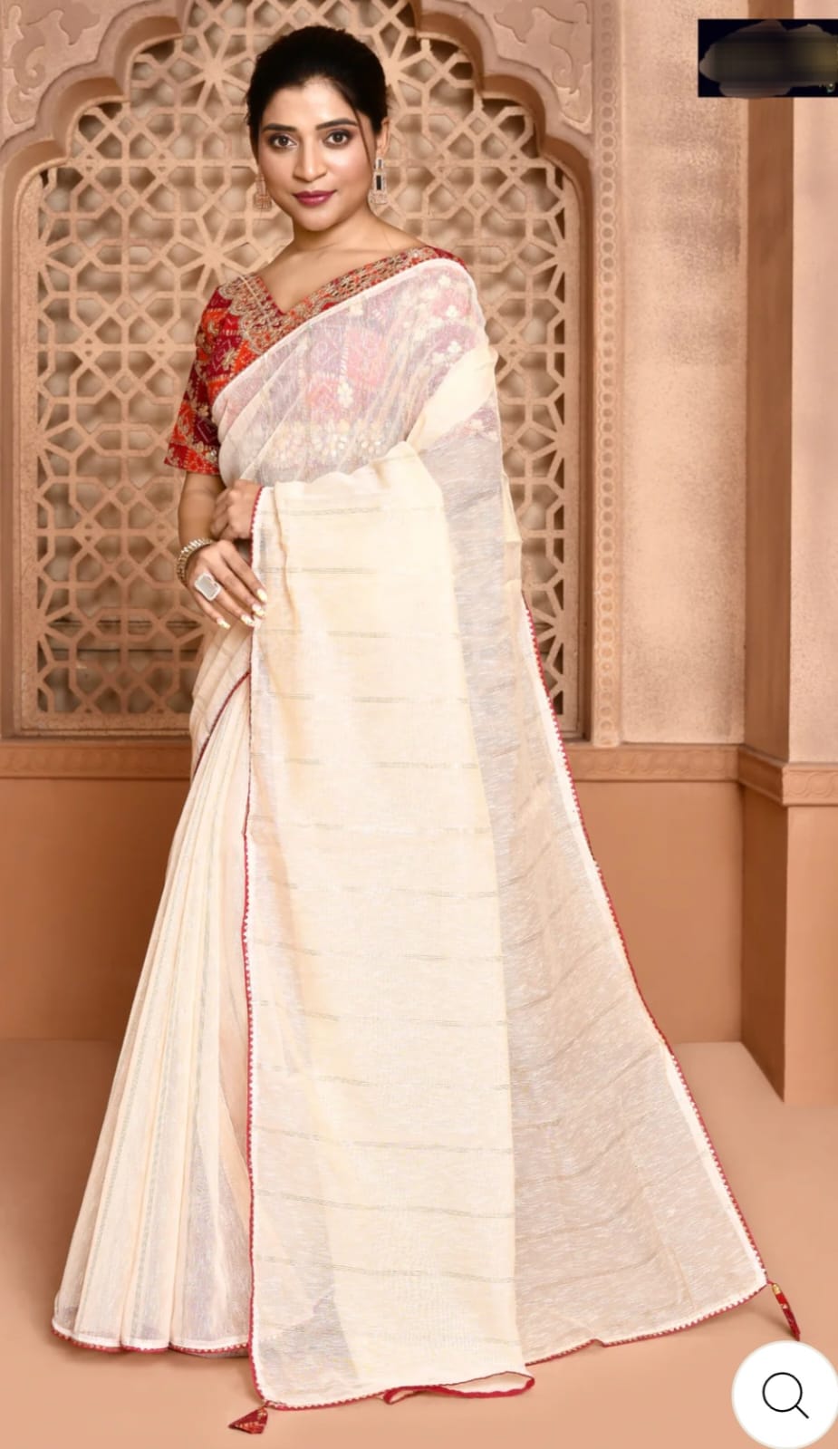 PRD002 🥻  SHOFT  LINEN COTTON GLOSSY N JARI WEAVING FANCY SAREE KAJUKATLI LACE BORDER WITH JARI WEAVING  SAREE