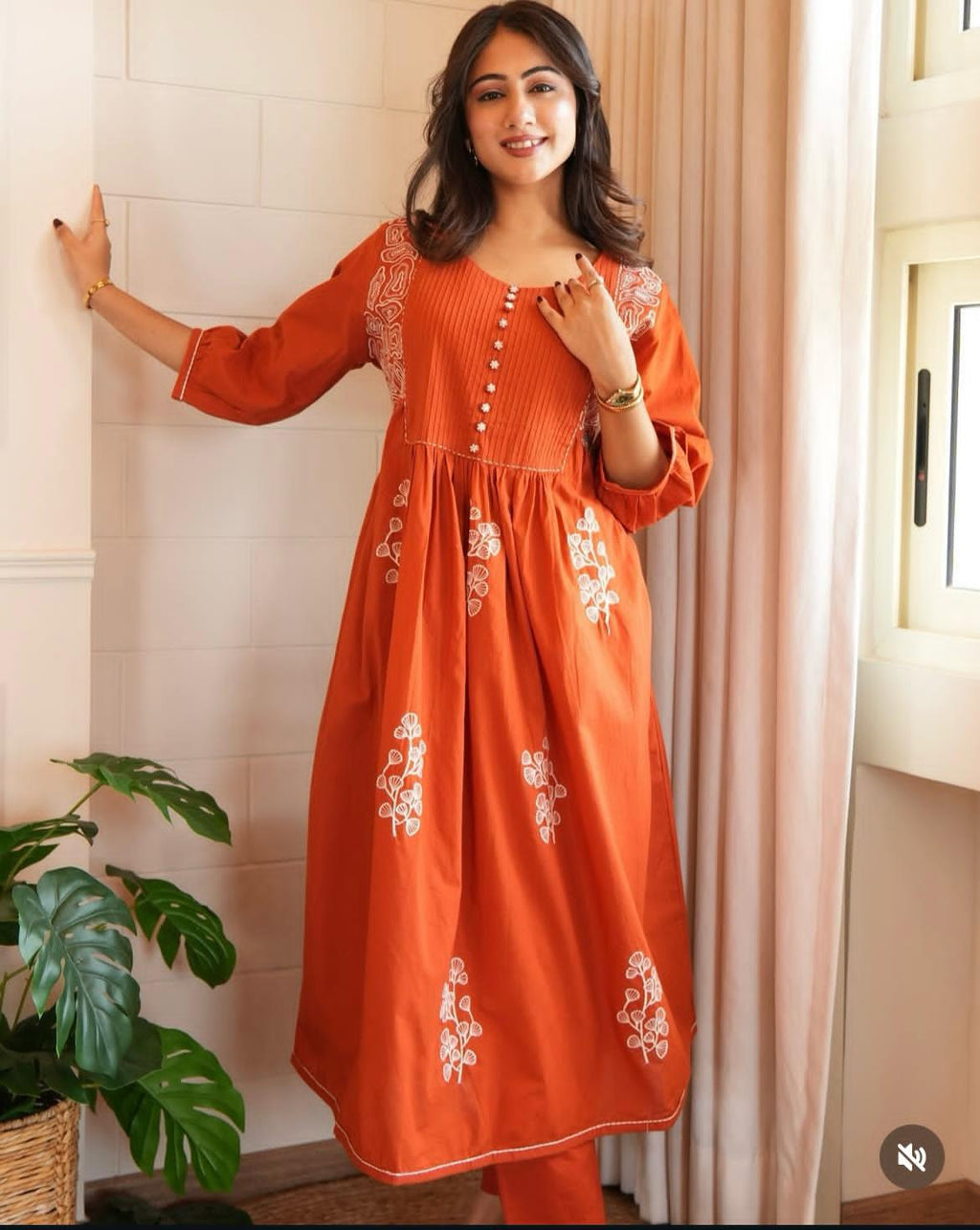 RJC002 New Anarkali kurta set with Cotton Pant & Malmal Dupatta with tier pattern