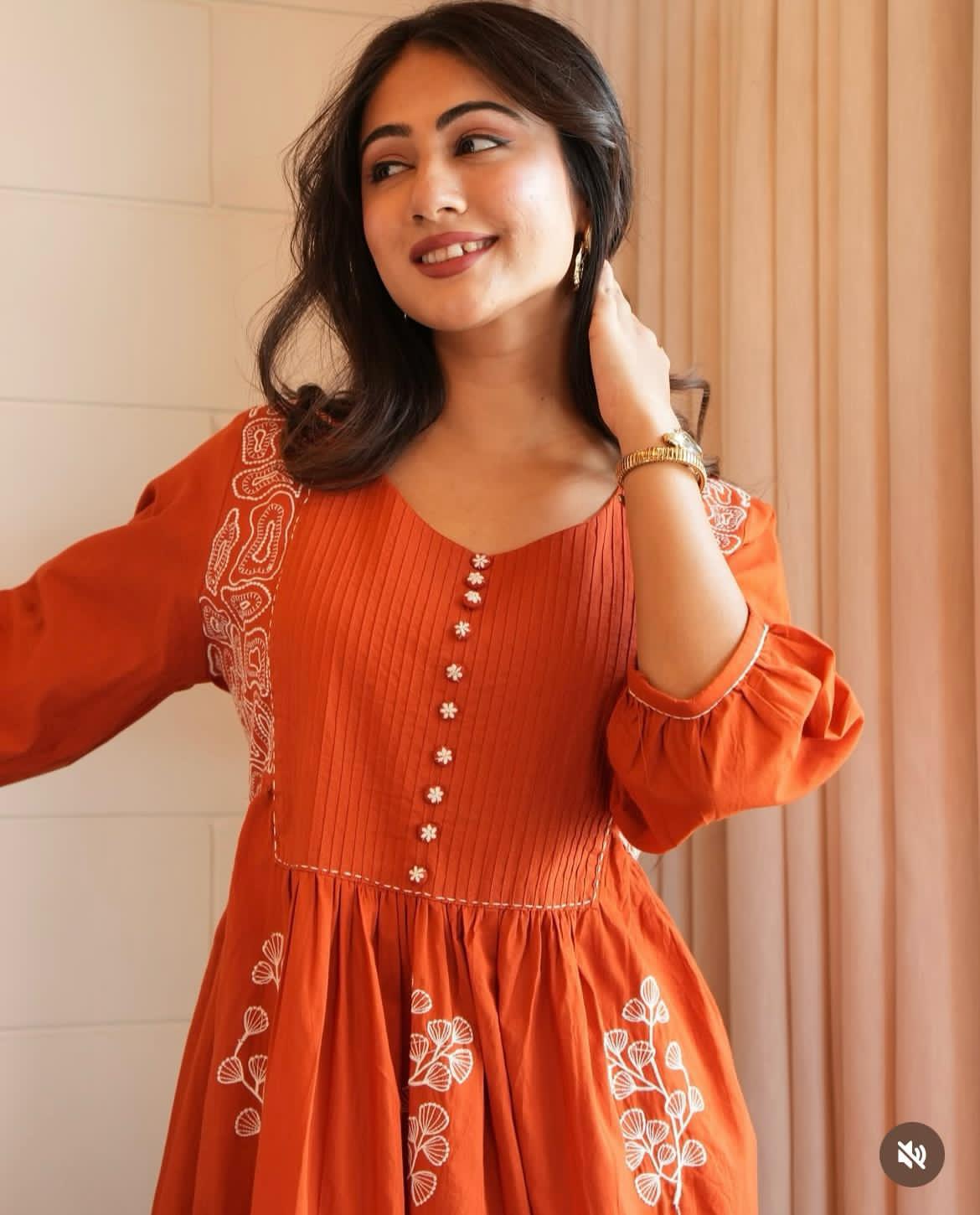 RJC002 New Anarkali kurta set with Cotton Pant & Malmal Dupatta with tier pattern