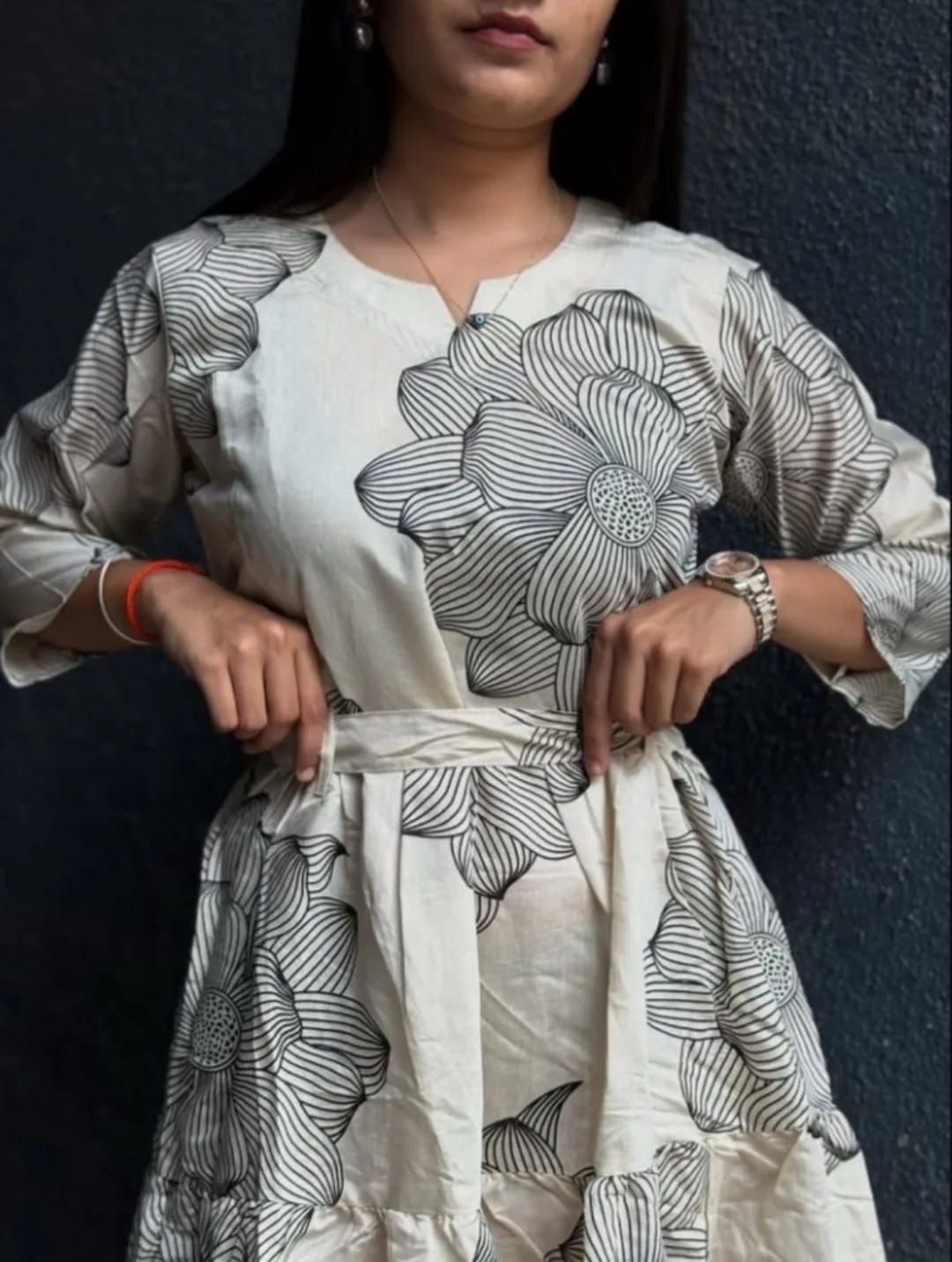 RJC003  Look pretty & stylish & walk in comfort with our New print Midi with stylish 3/4 sleeves set perfect for your wardrobe