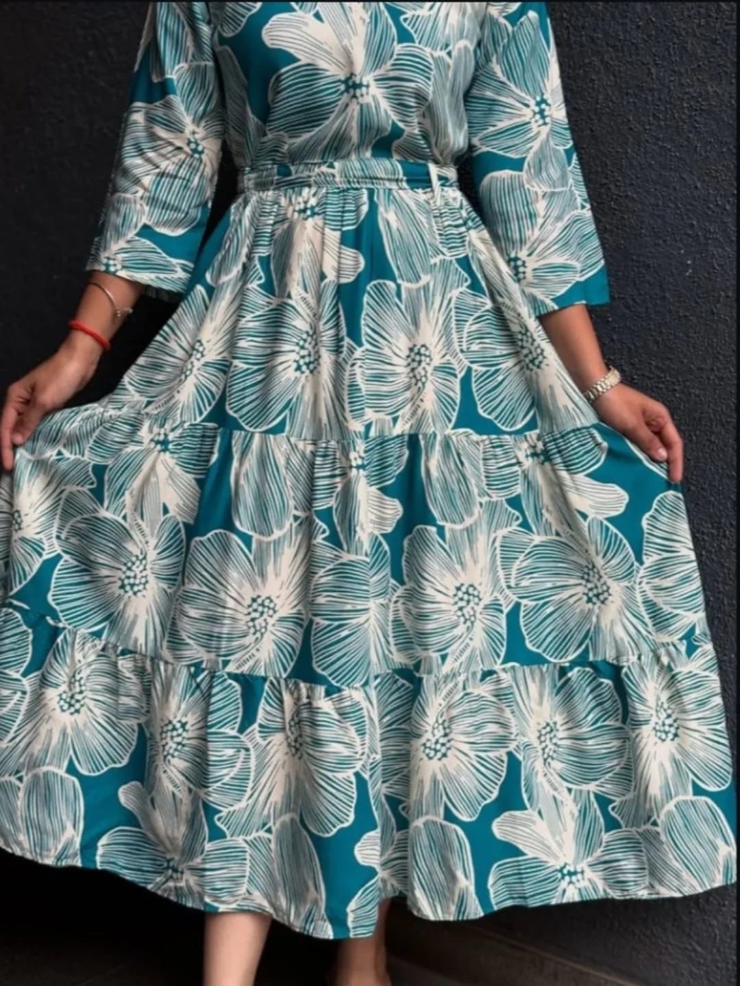 RJC003  Look pretty & stylish & walk in comfort with our New print Midi with stylish 3/4 sleeves set perfect for your wardrobe