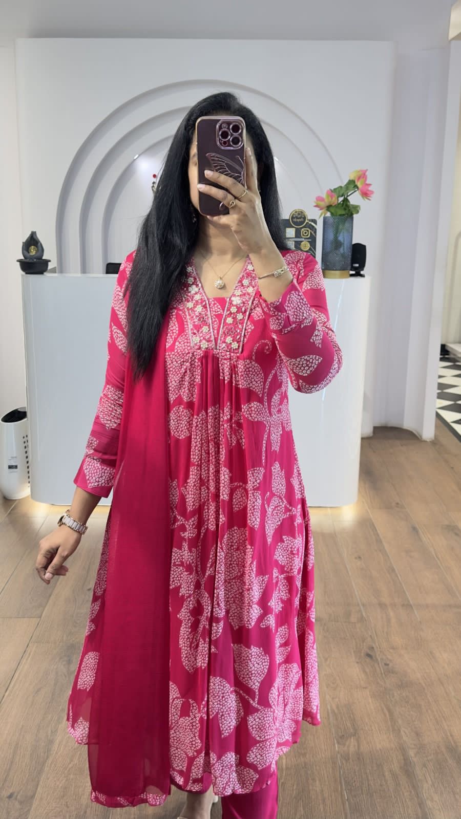 RJC004  Beautiful Heavy quality cotton Fabric designer festive wear frock style kurti with pattern pant