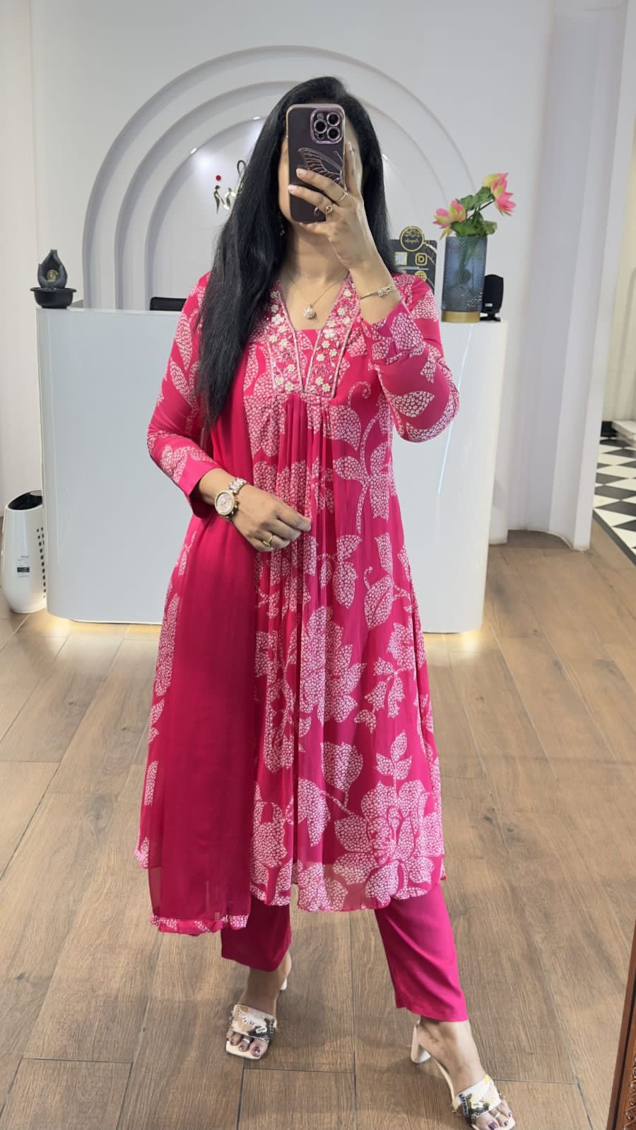 RJC004  Beautiful Heavy quality cotton Fabric designer festive wear frock style kurti with pattern pant