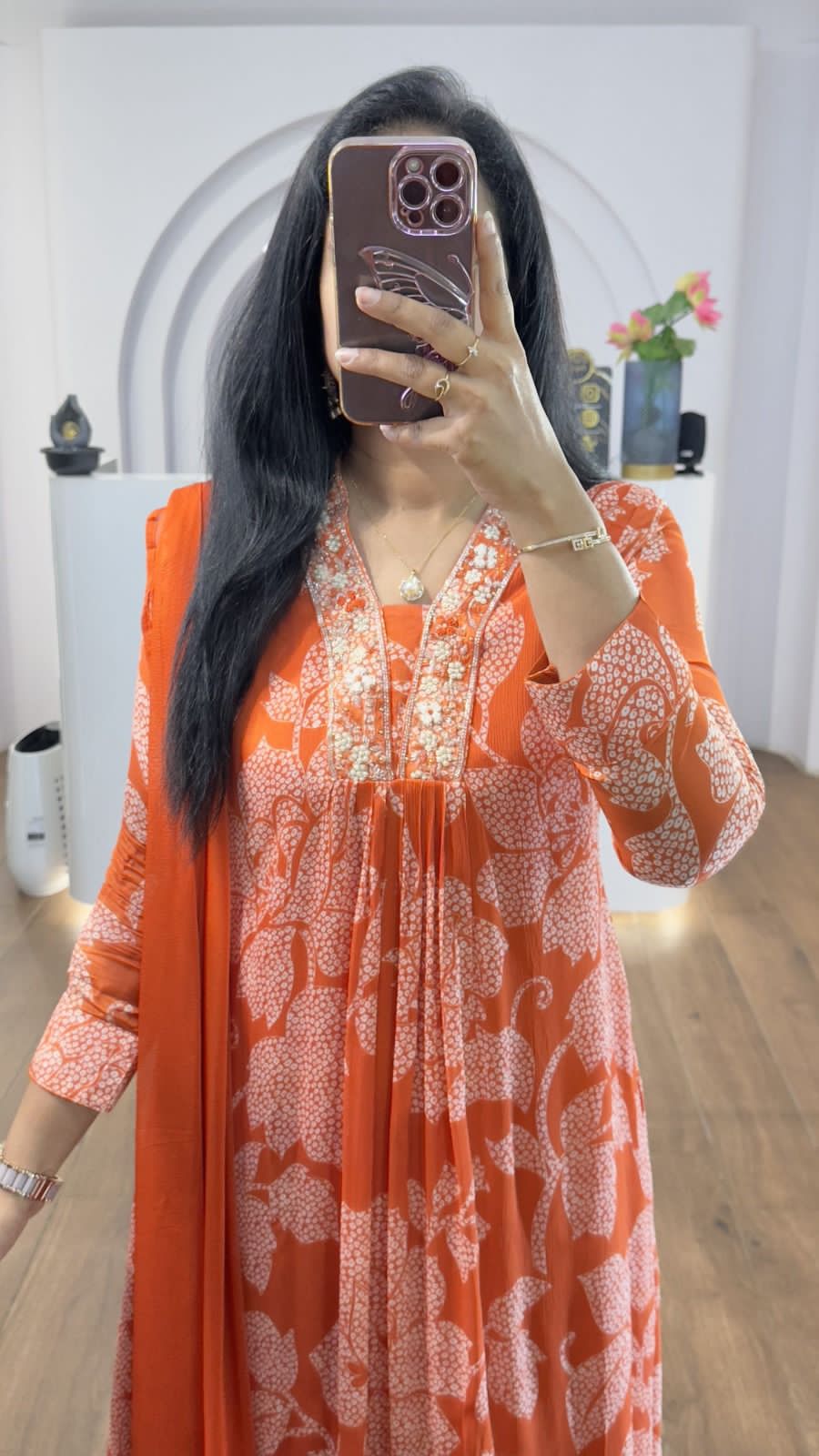 RJC004  Beautiful Heavy quality cotton Fabric designer festive wear frock style kurti with pattern pant