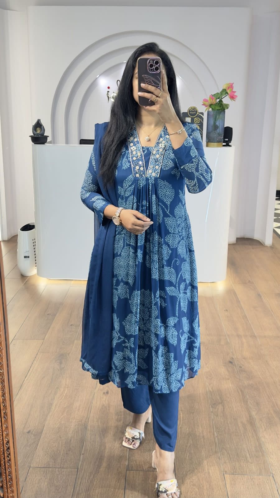 RJC004  Beautiful Heavy quality cotton Fabric designer festive wear frock style kurti with pattern pant