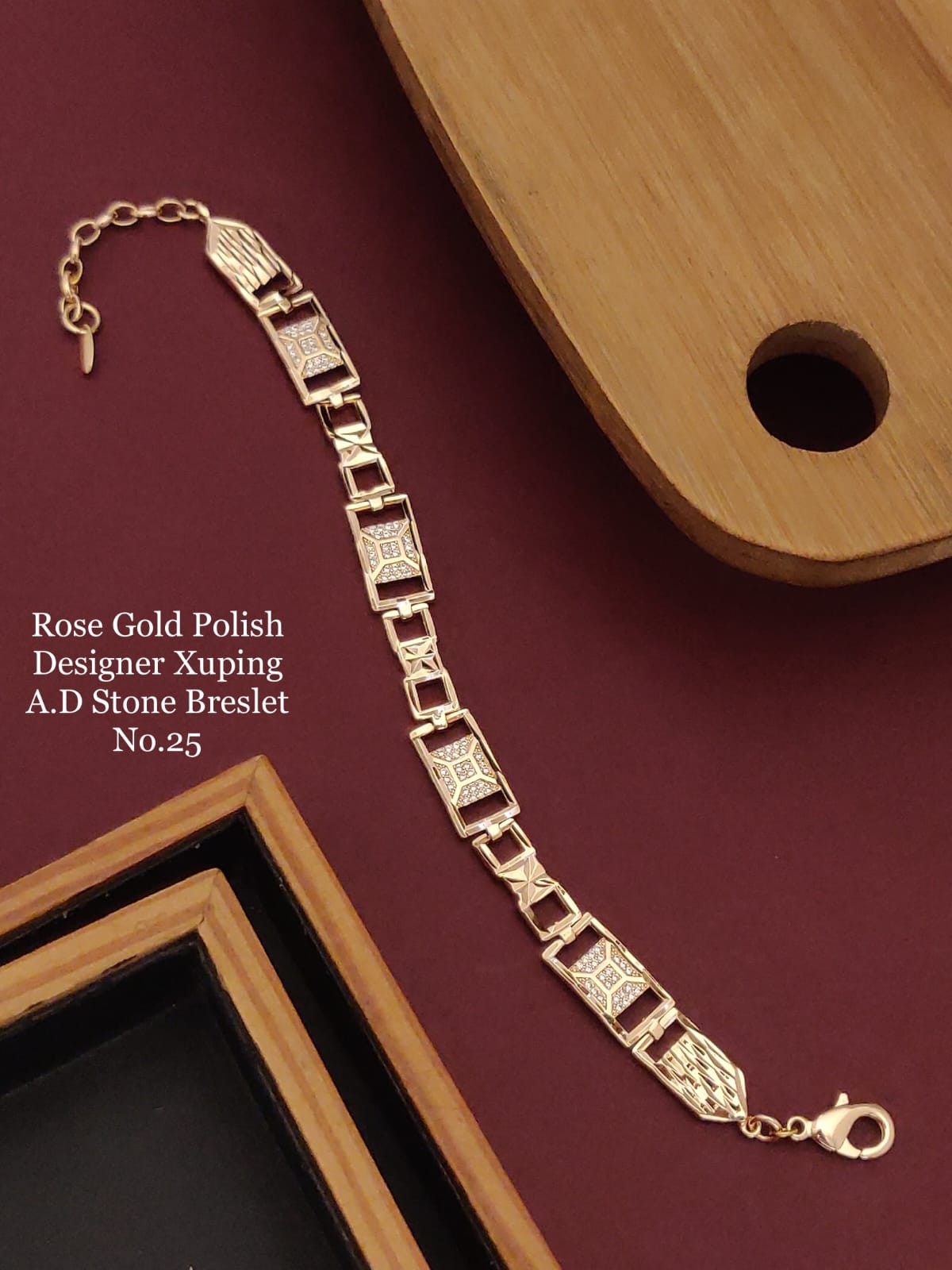 SI002 ROSE GOLD POLISH DESIGNER XUPING A.D STONE BRACELET
