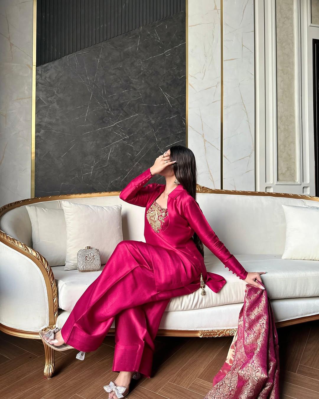 PRD0019 Launching New Designer Party Wear Look top with Farshi salwar
