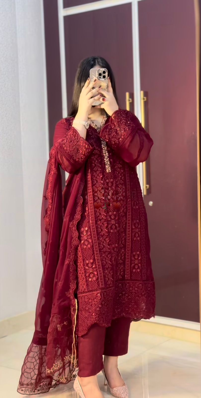PRD0016 Presenting New Designer Collection In Faux Georgette Top-Bottom And Dupatta Set Fully Stitched Ready To Wear