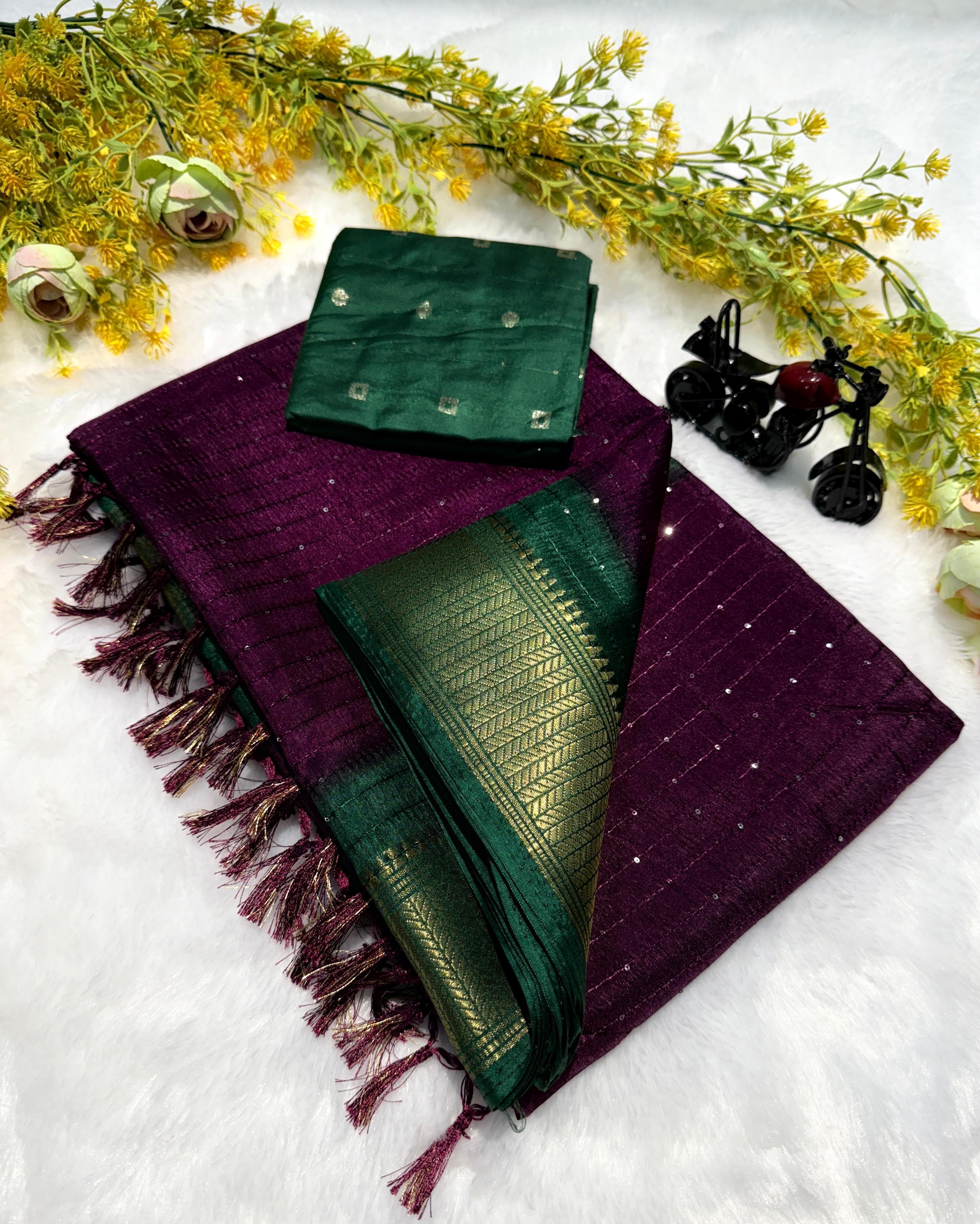 PRD008 PREMIUM DOLA SEQUINS SILK SAREE
