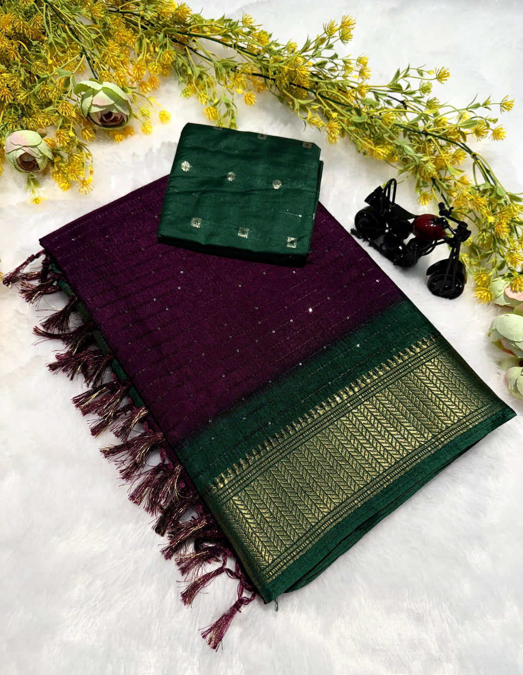 PRD008 PREMIUM DOLA SEQUINS SILK SAREE