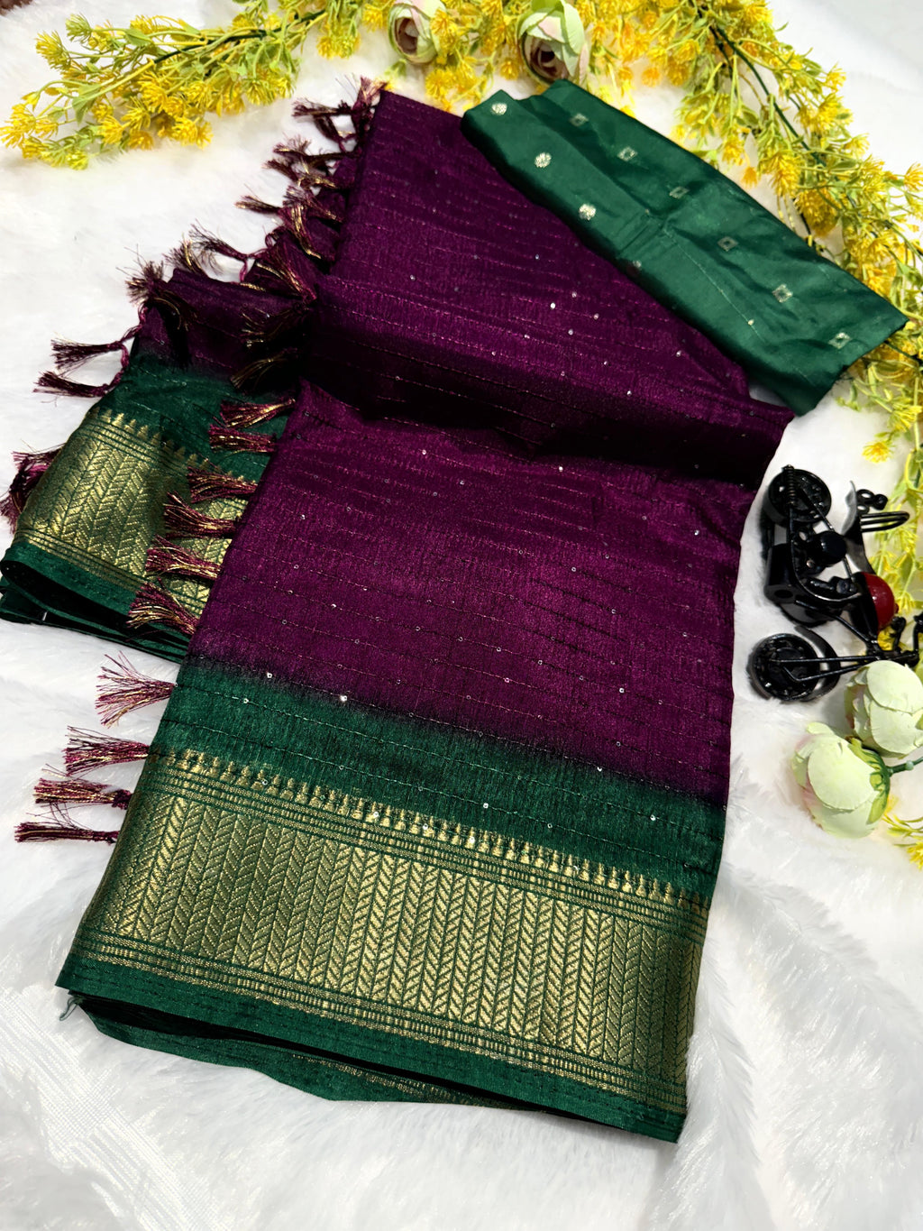 PRD008 PREMIUM DOLA SEQUINS SILK SAREE