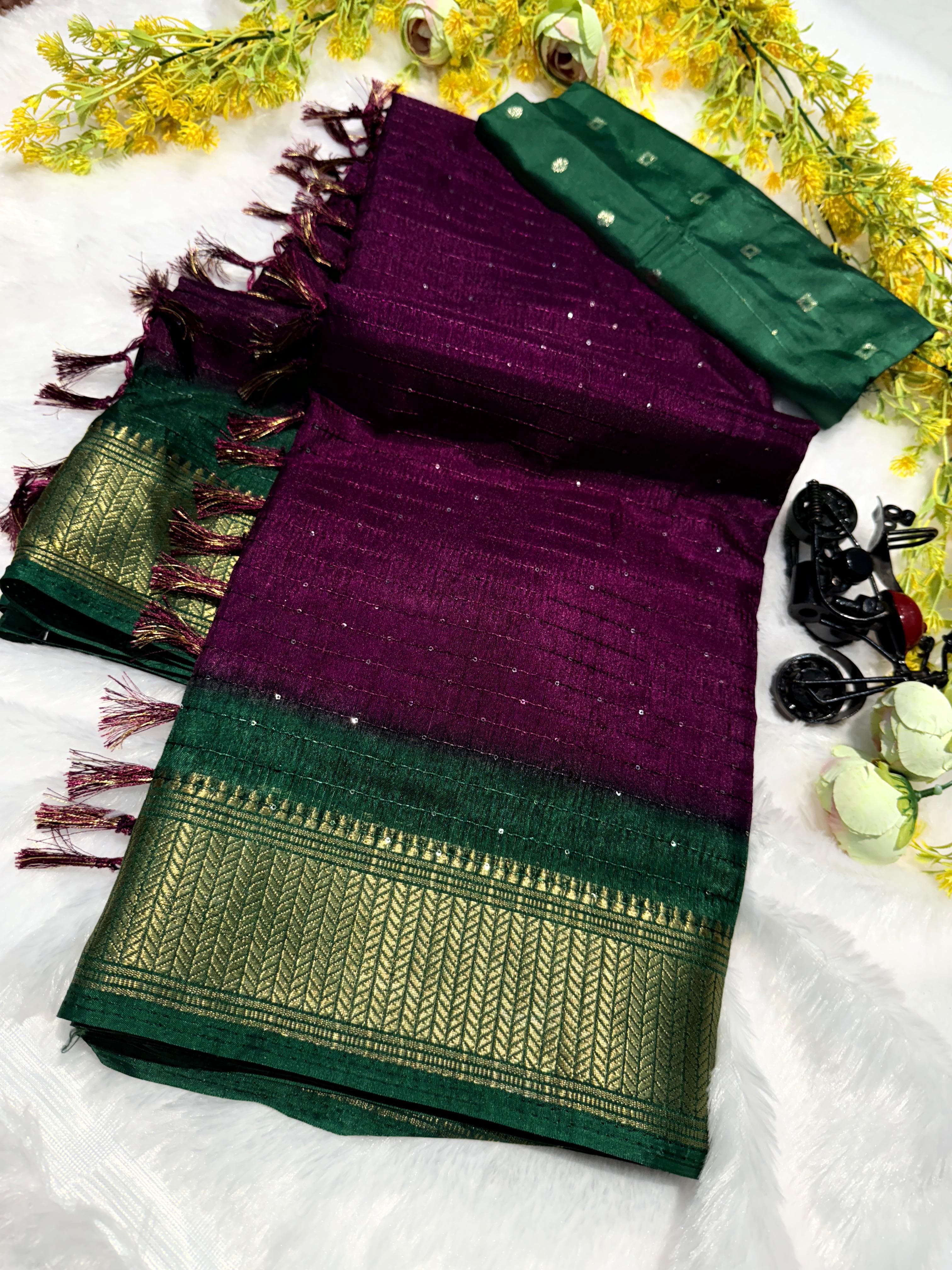 PRD008 PREMIUM DOLA SEQUINS SILK SAREE