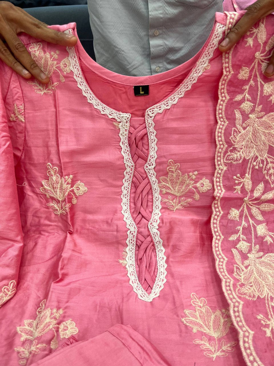 PRD0011 Featuring Mal Chanderi Silk Suit Which Is Beautifully Crafted & Decorated With Cotton Embroidery.