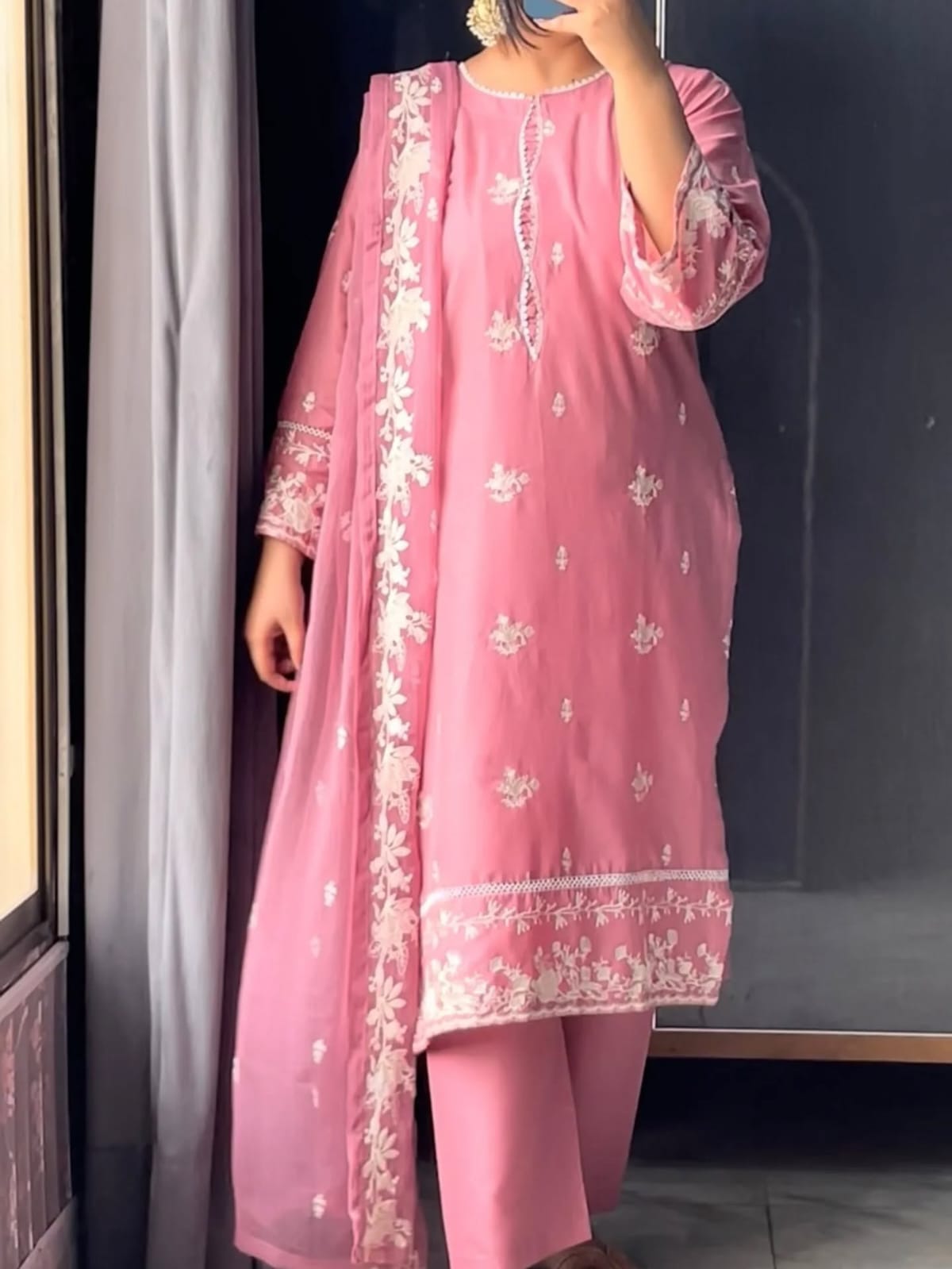PRD0011 Featuring Mal Chanderi Silk Suit Which Is Beautifully Crafted & Decorated With Cotton Embroidery.