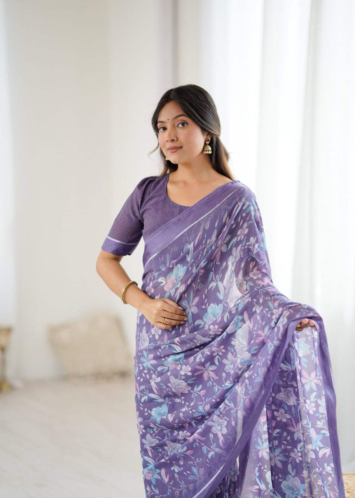 PRD0022 BRIGHT MOSS SATIN PATTA PRINTED SAREE