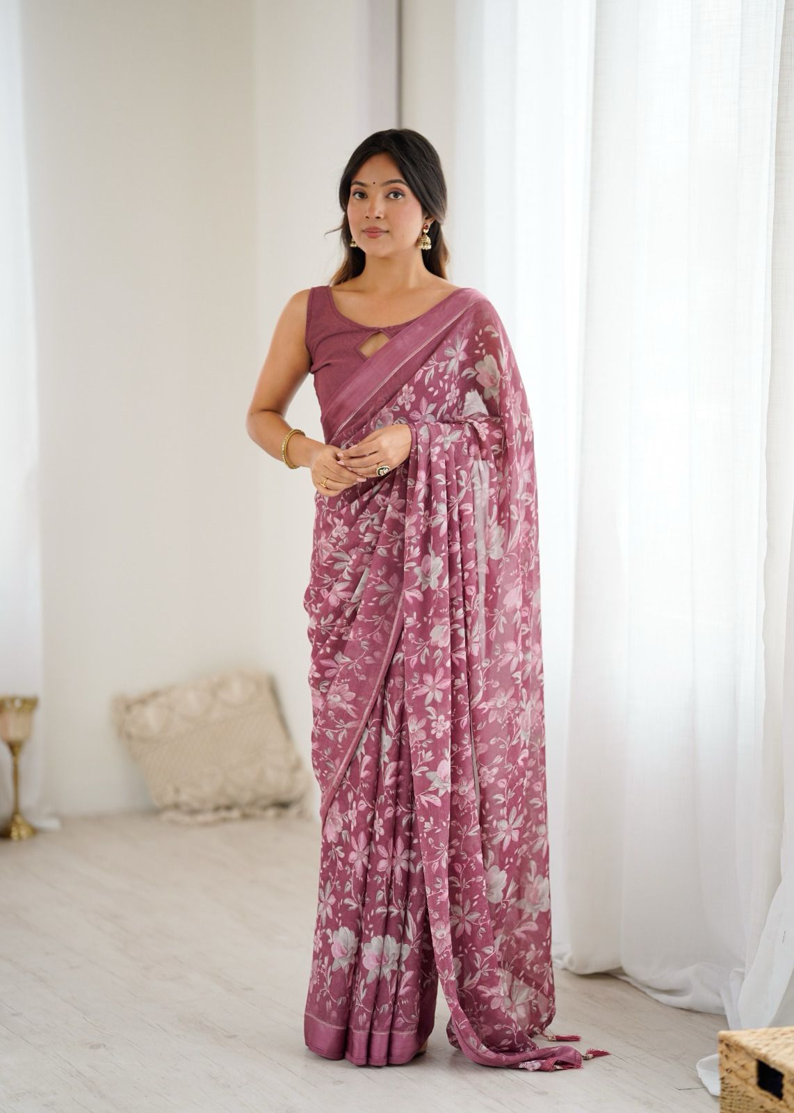 PRD0022 BRIGHT MOSS SATIN PATTA PRINTED SAREE