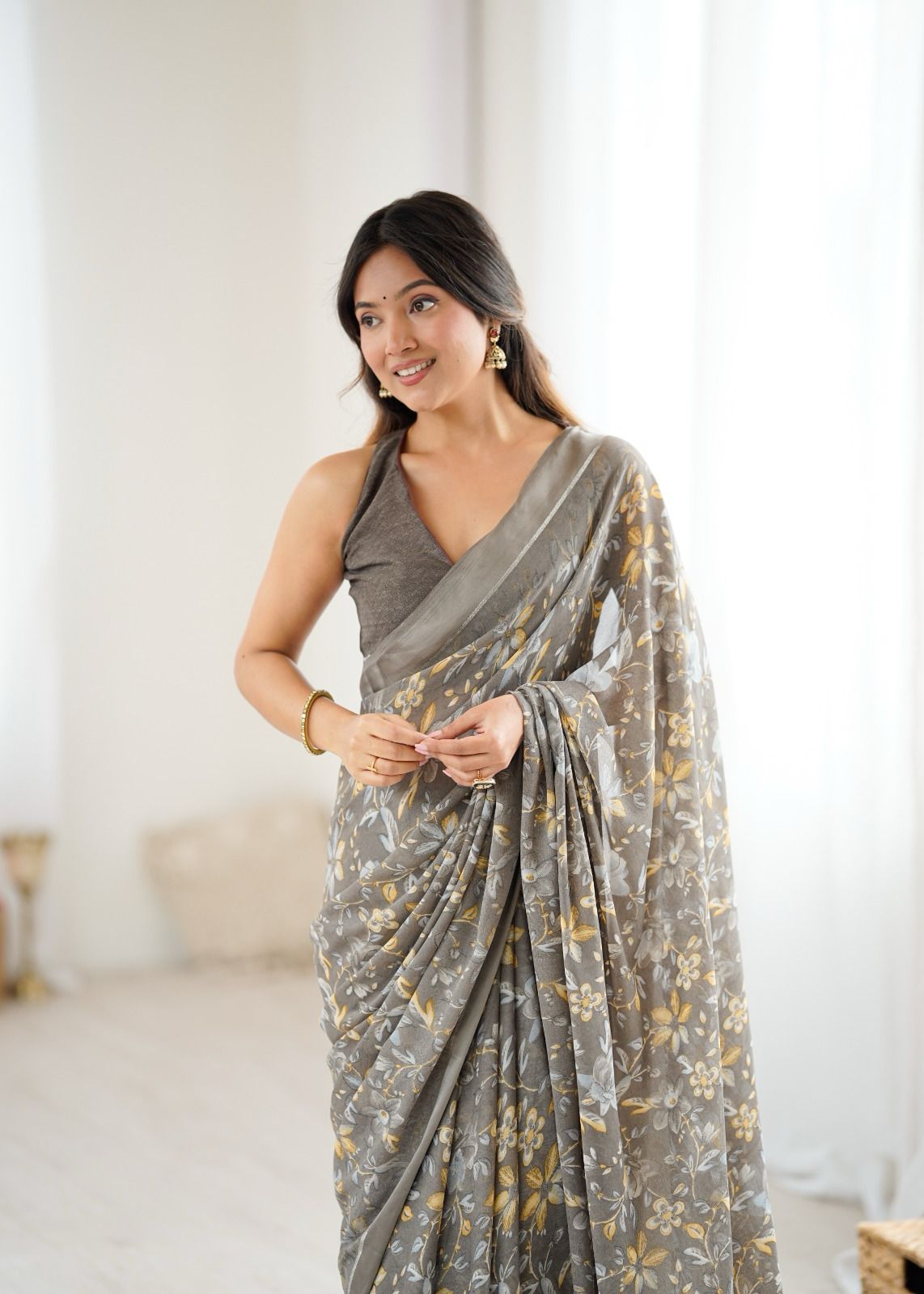 PRD0022 BRIGHT MOSS SATIN PATTA PRINTED SAREE