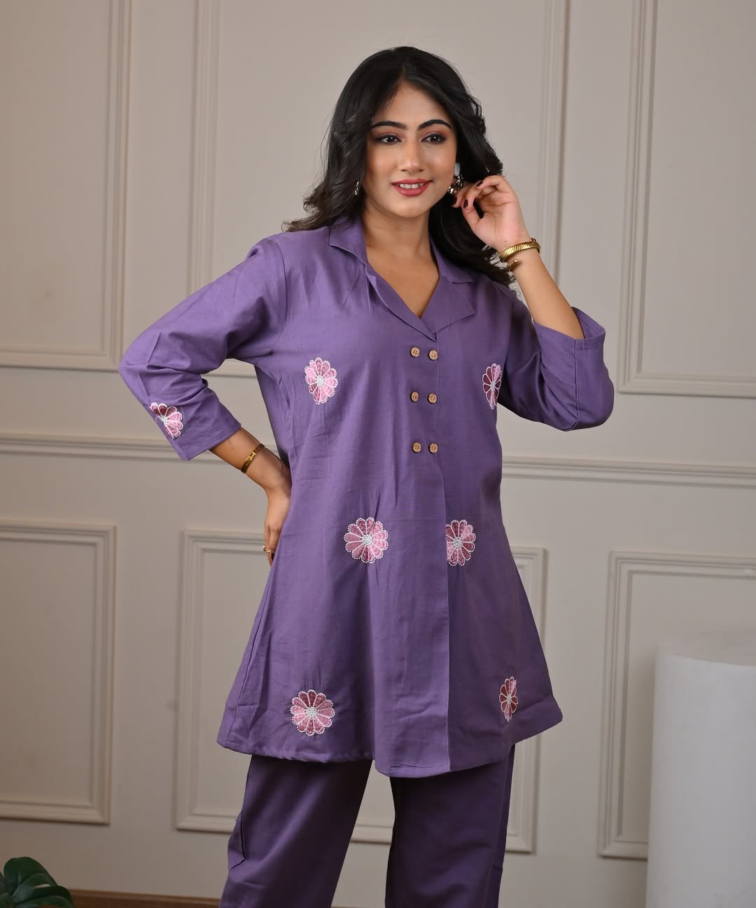 RHS002  Premium pure cotton slub angrakha style top cord se