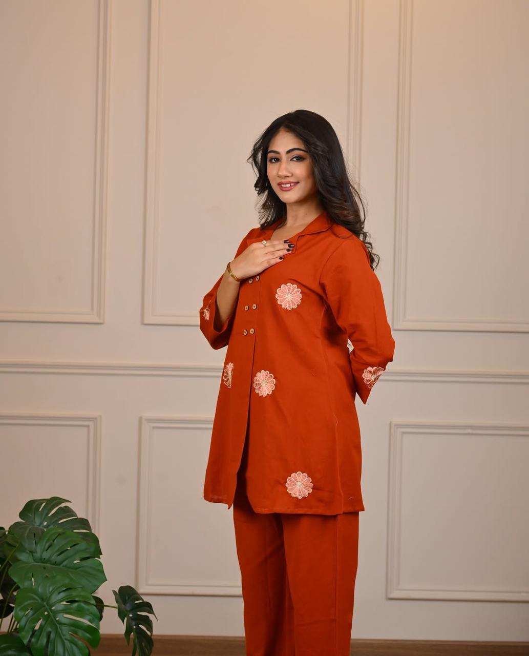 RHS002  Premium pure cotton slub angrakha style top cord se