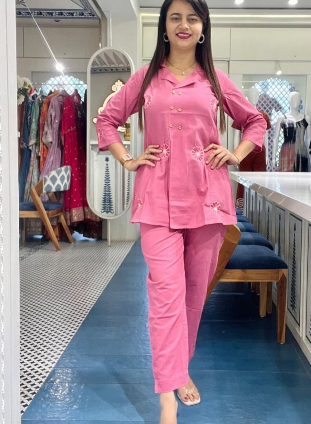 RHS002  Premium pure cotton slub angrakha style top cord se