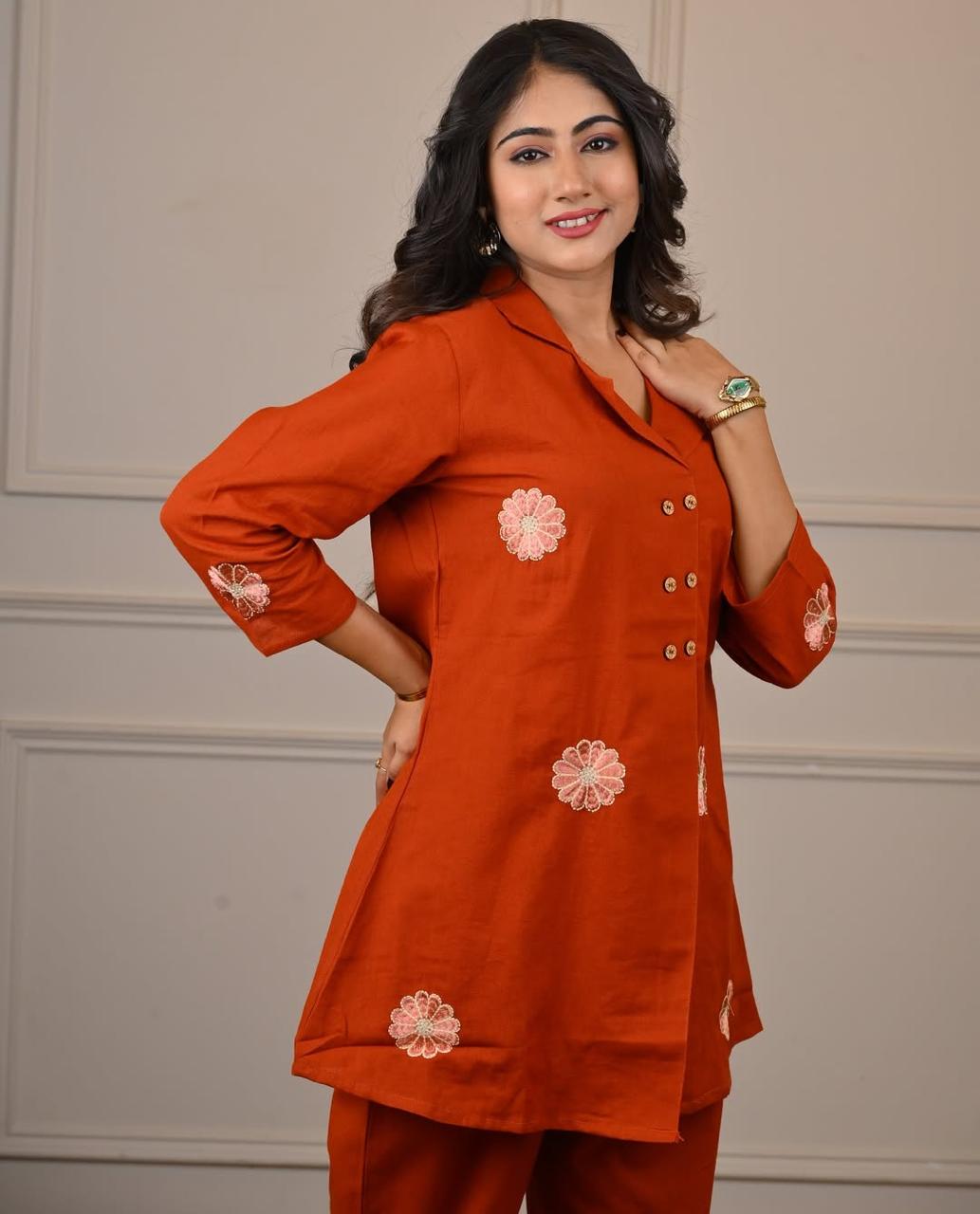 RHS002  Premium pure cotton slub angrakha style top cord se