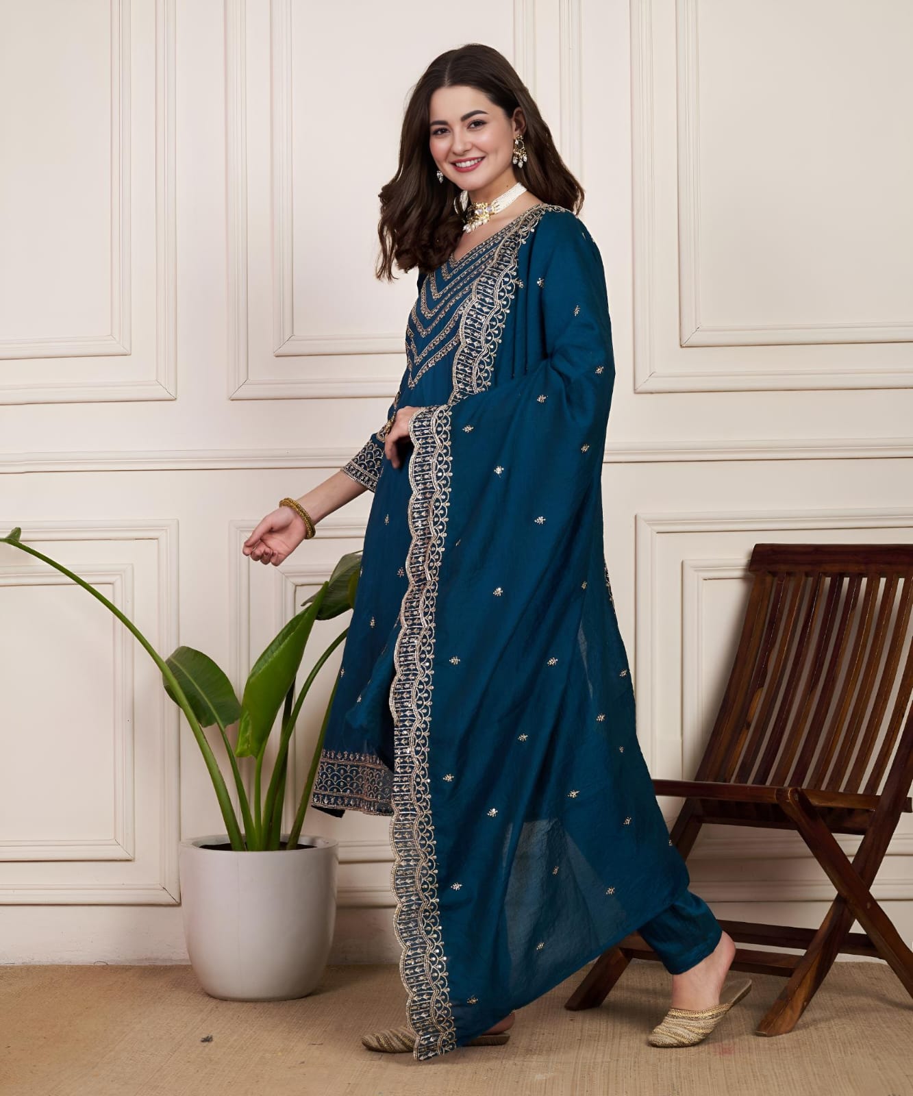 PRD0025 Ready to Wear Chanderi Silk Party Wear Suit – Dazzle with Elegance