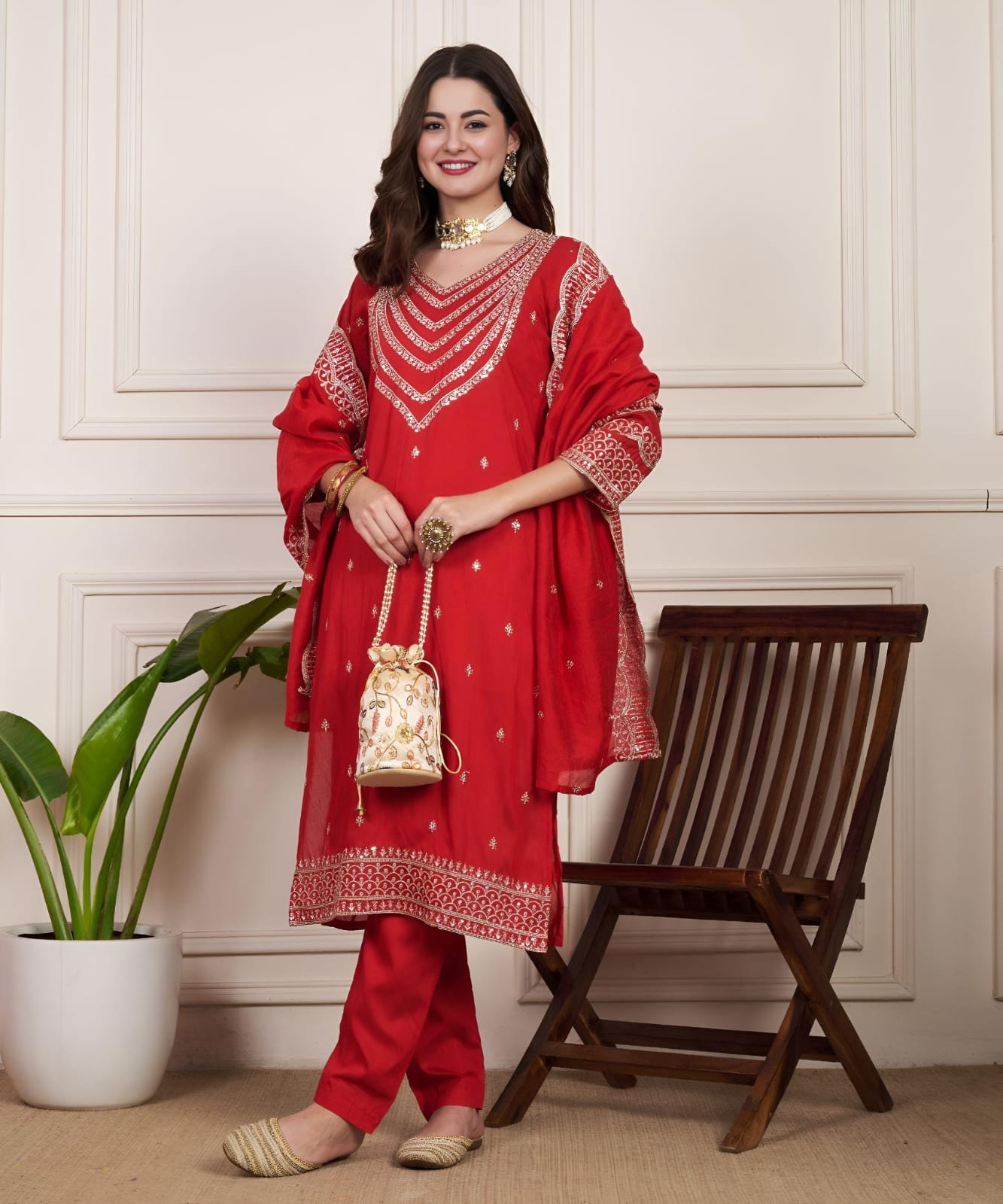 PRD0025 Ready to Wear Chanderi Silk Party Wear Suit – Dazzle with Elegance
