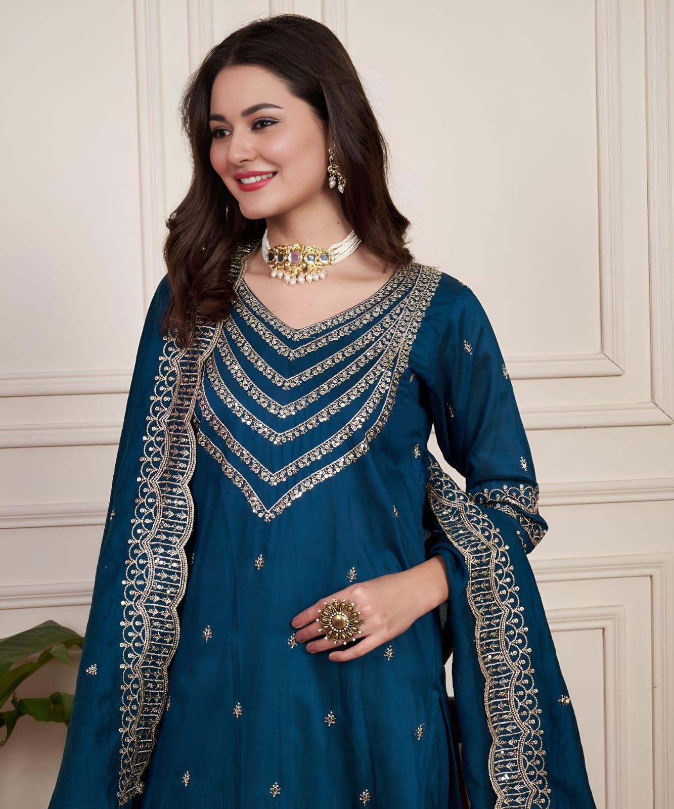 PRD0025 Ready to Wear Chanderi Silk Party Wear Suit – Dazzle with Elegance