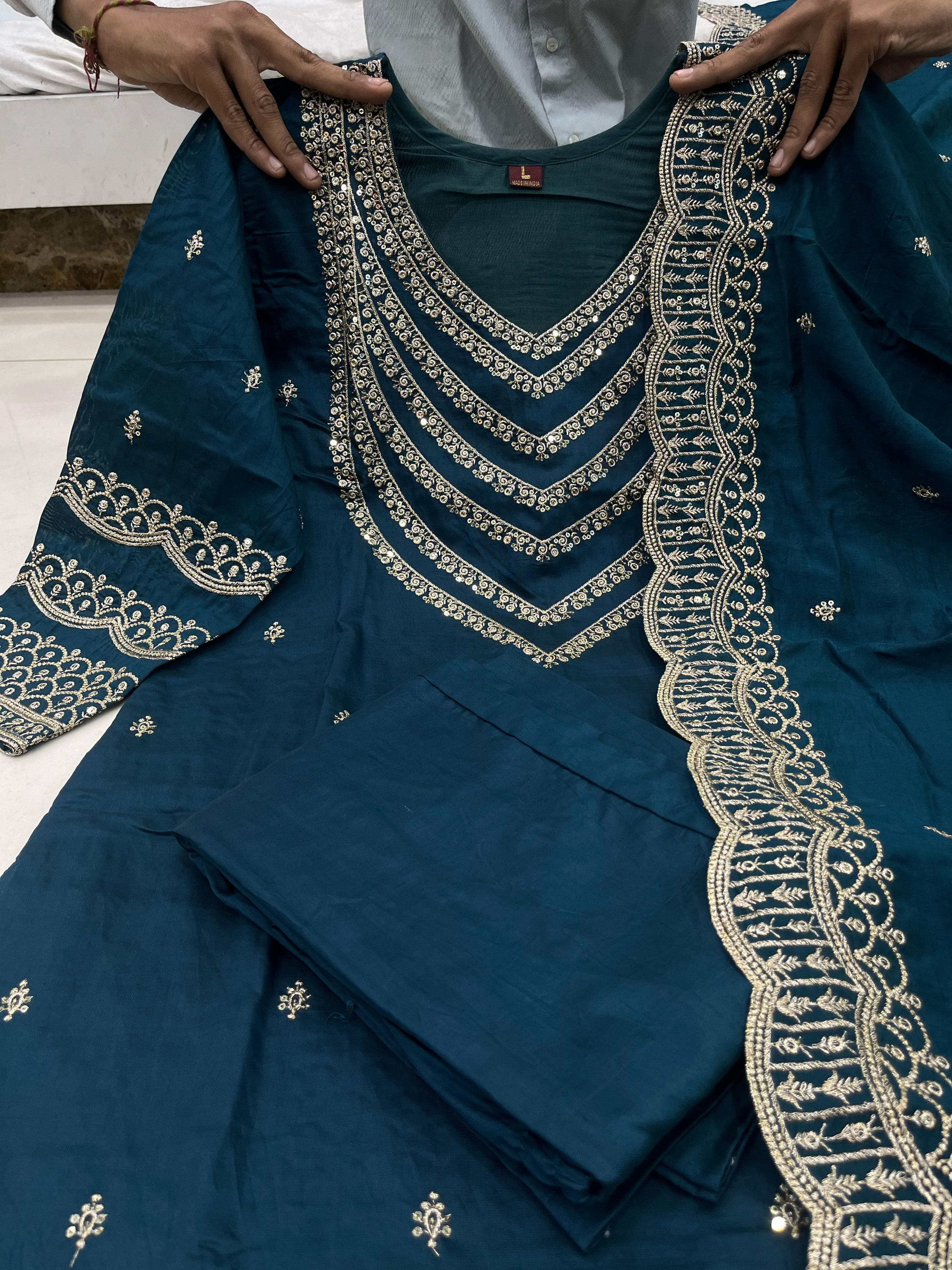 PRD0025 Ready to Wear Chanderi Silk Party Wear Suit – Dazzle with Elegance