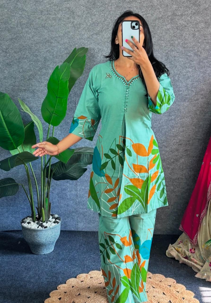RHS003 Cotton flex premium quality premium hand embroidery on kurta