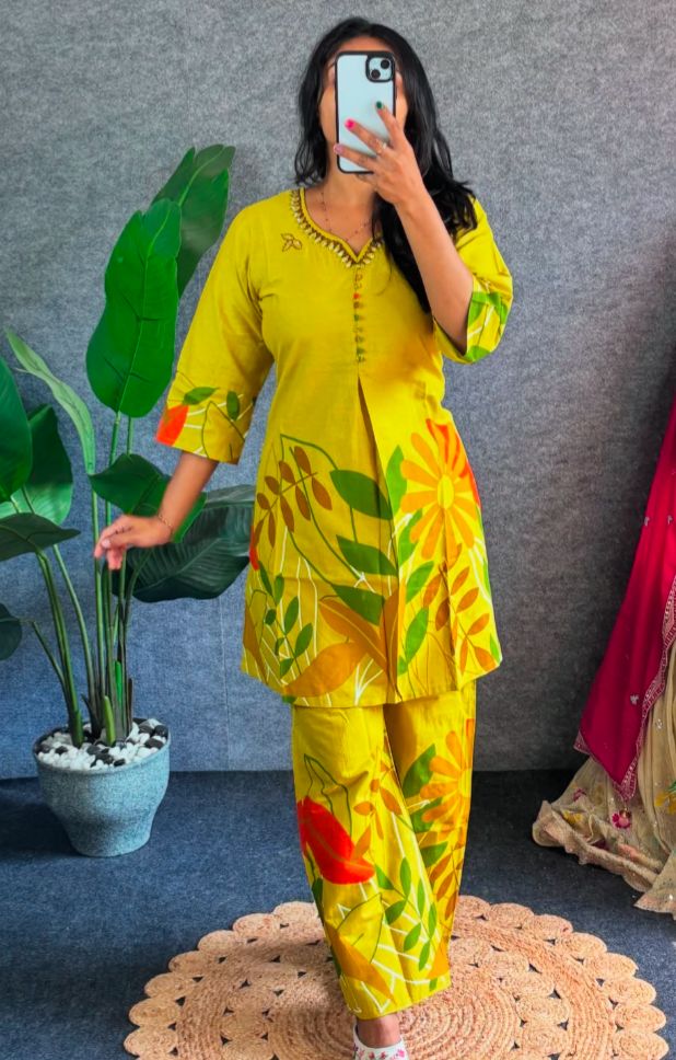 RHS003 Cotton flex premium quality premium hand embroidery on kurta